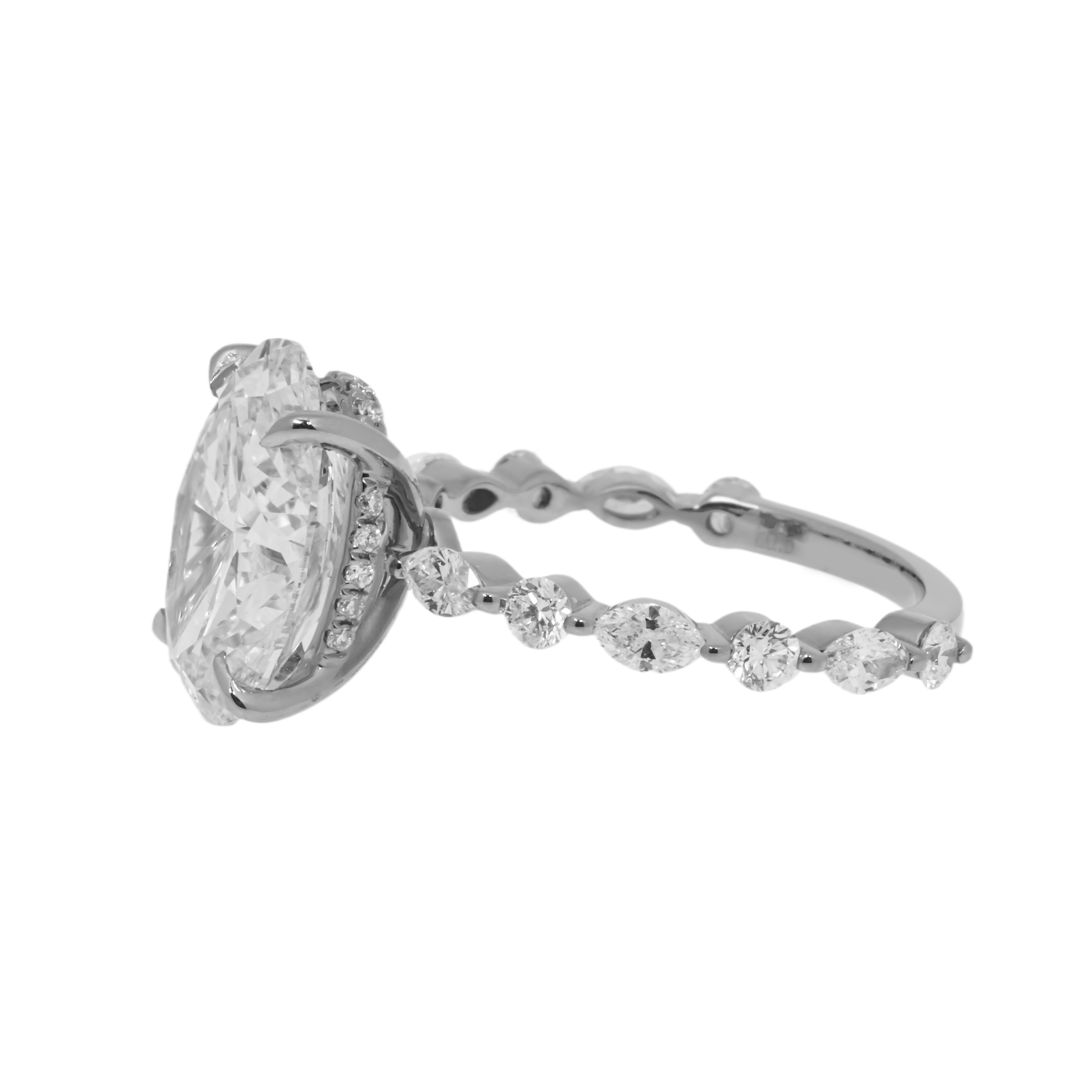Gia 18K White Gold 4Ct Oval Cut Diamond Engagement Ring 5Ctw Bridal