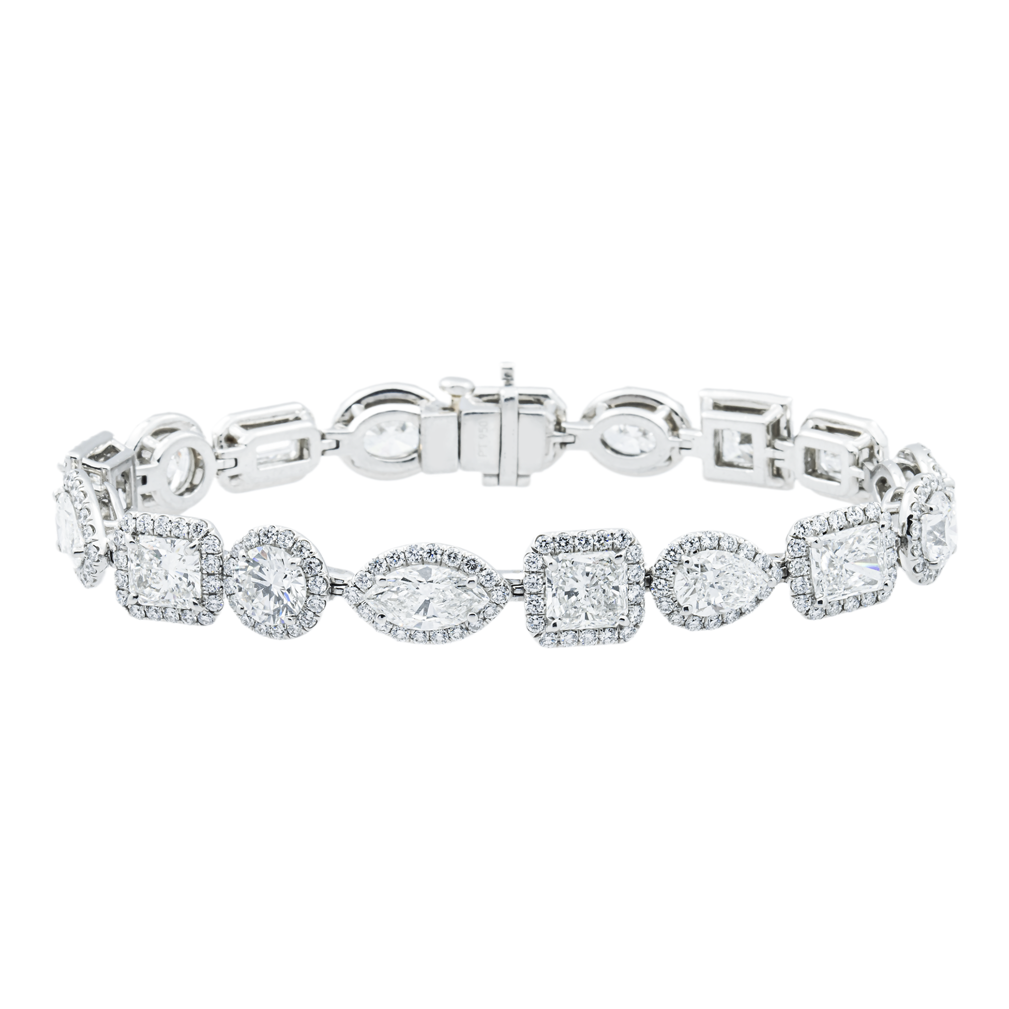 GIA Platinum Multi Cut Diamond Satellite Bracelet 20.97ct