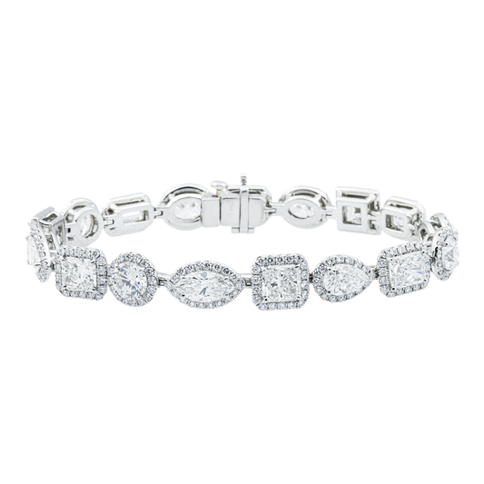 GIA Platinum Multi Cut Diamond Satellite Bracelet 20.97ct