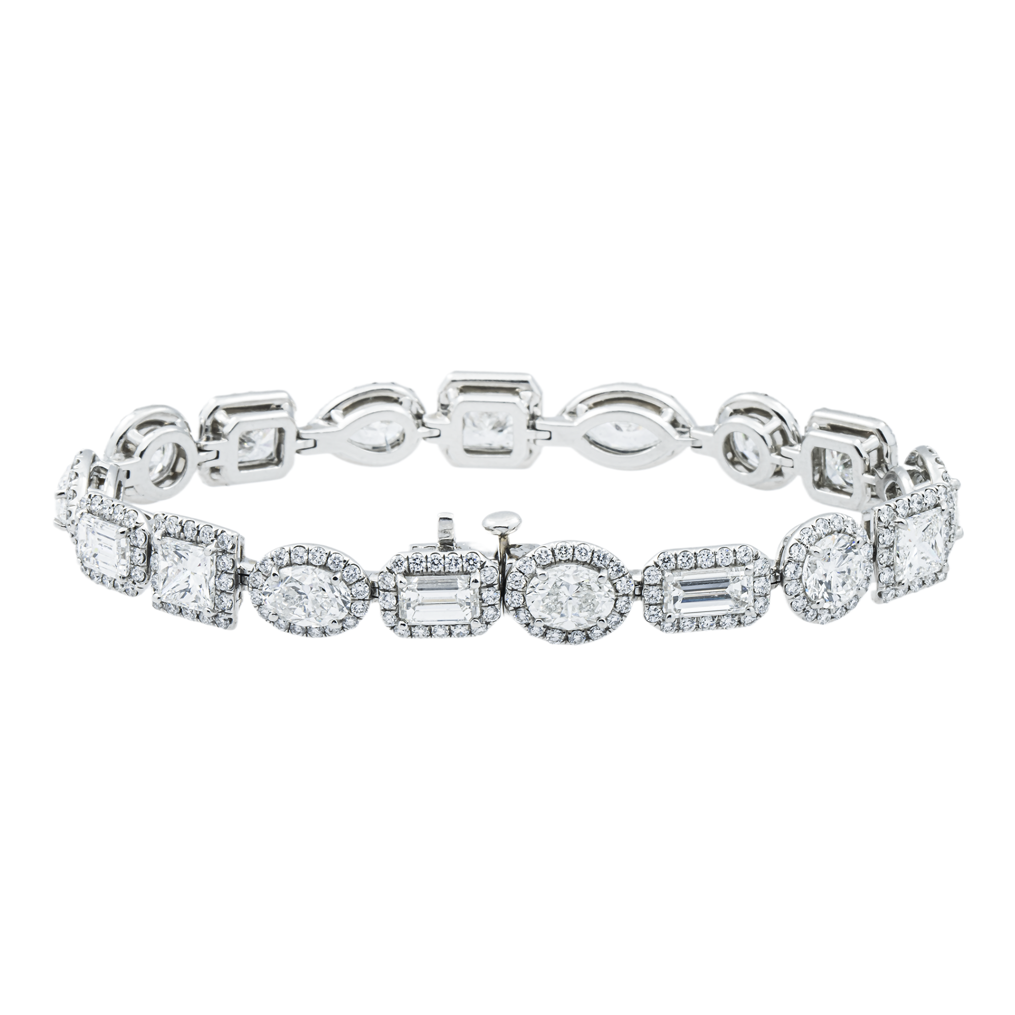 GIA Platinum Multi Cut Diamond Satellite Bracelet 20.97ct