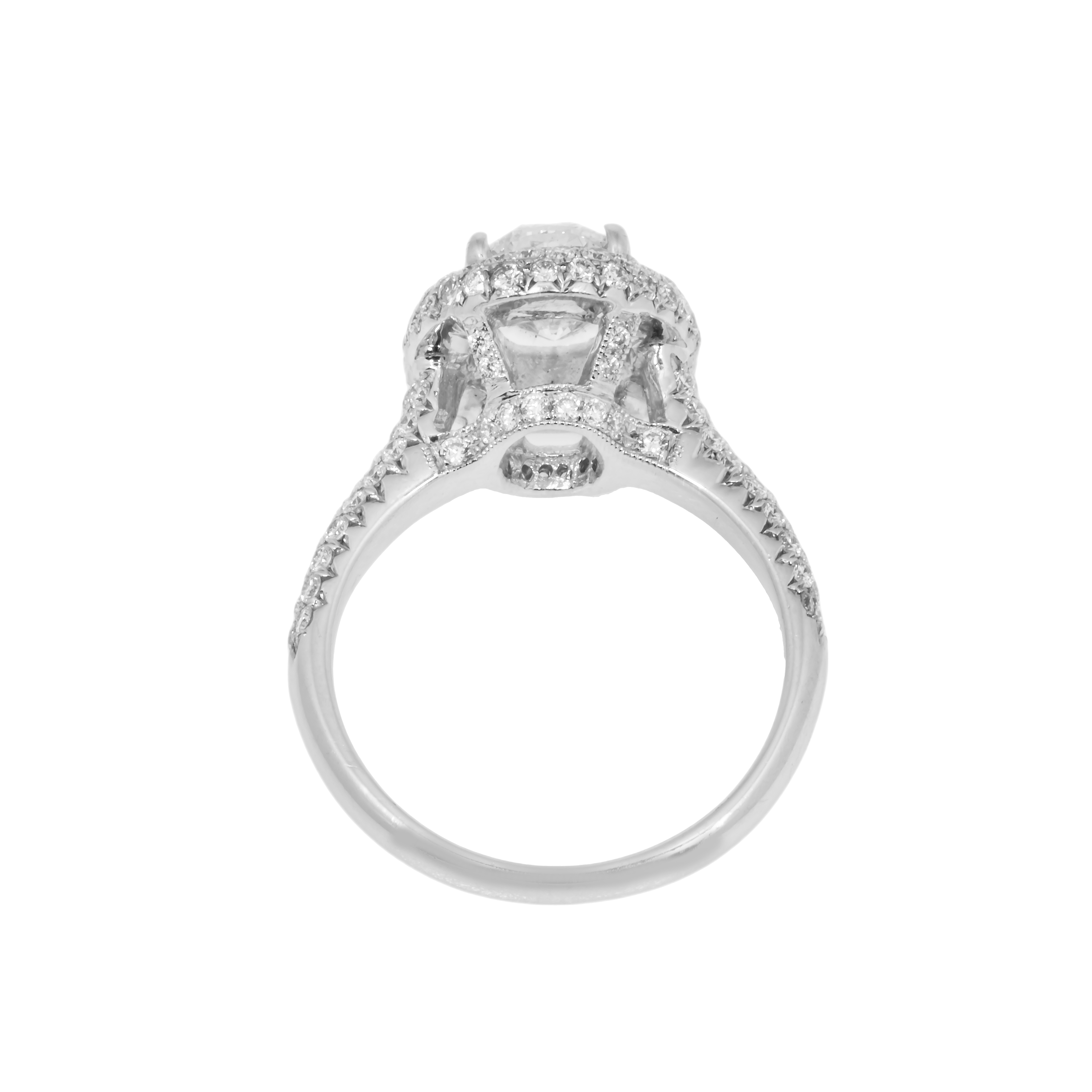 Gia 18K White Gold 1.52 Oval Cut Diamond Engagement Ring 2.58Ctw Bridal