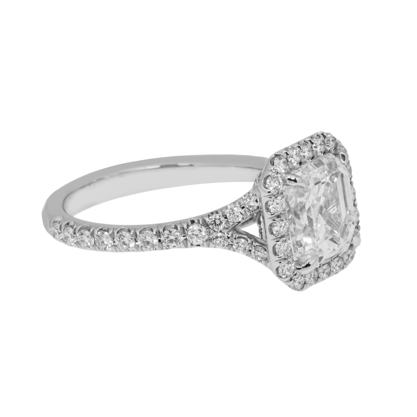 GIA Platinum 2.78ct Asscher Cut Diamond Engagement Ring 3.73ctw