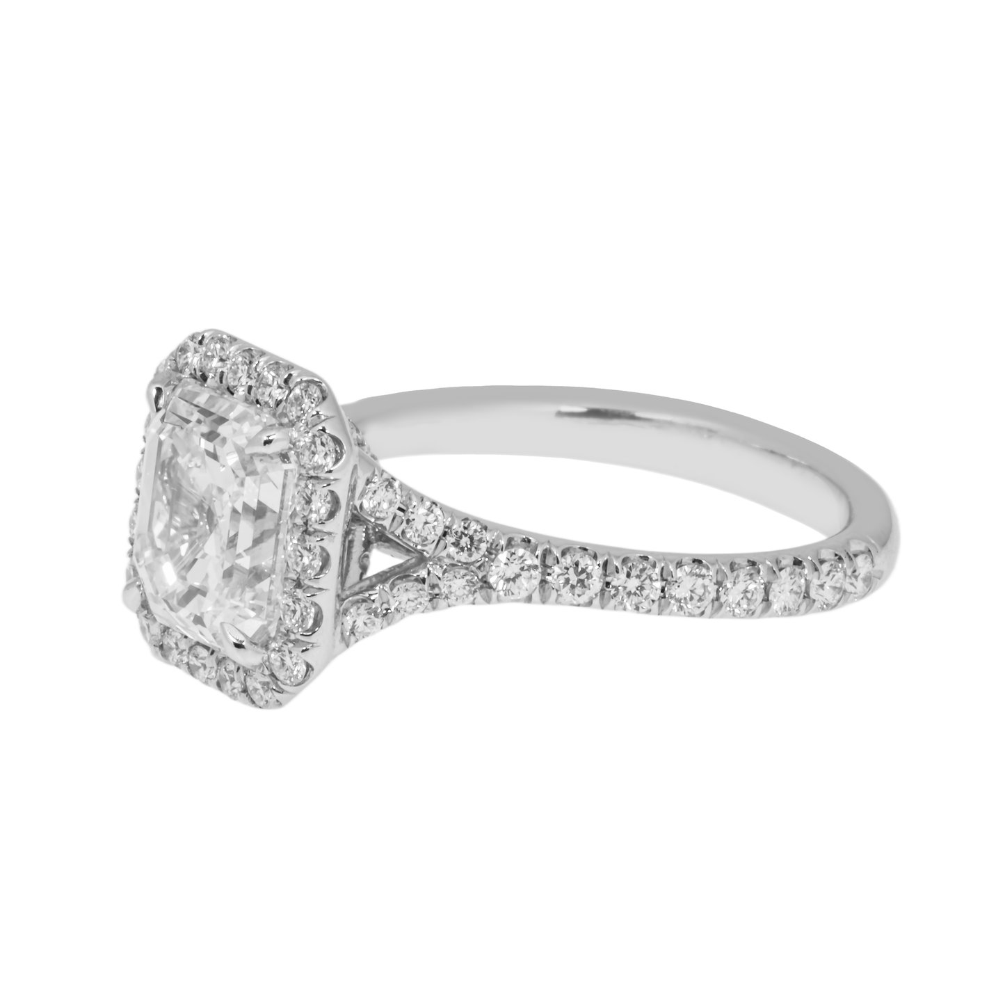 GIA Platinum 2.78ct Asscher Cut Diamond Engagement Ring 3.73ctw