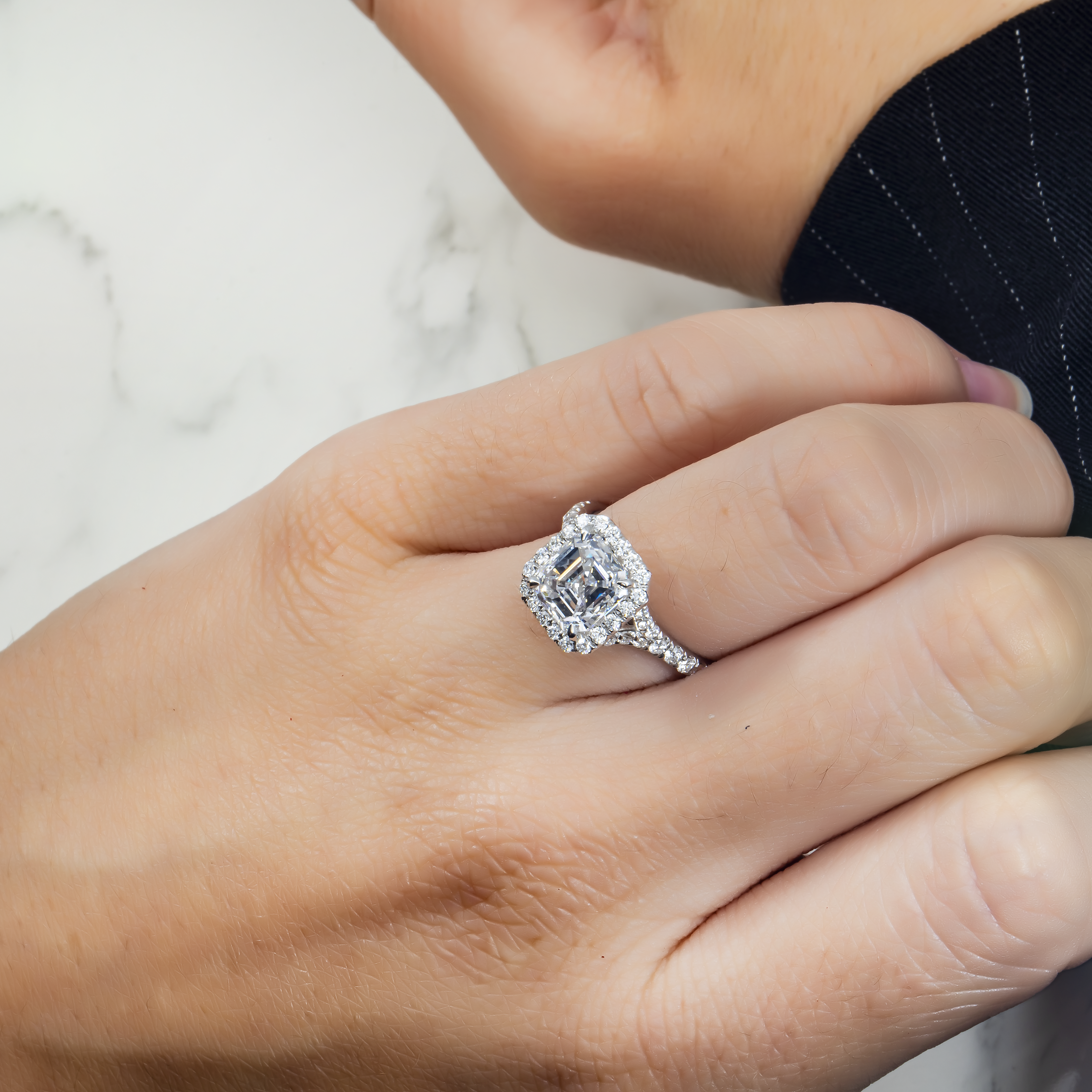 Gia Platinum 2.78Ct Asscher Cut Diamond Engagement Ring 3.73Ctw Bridal