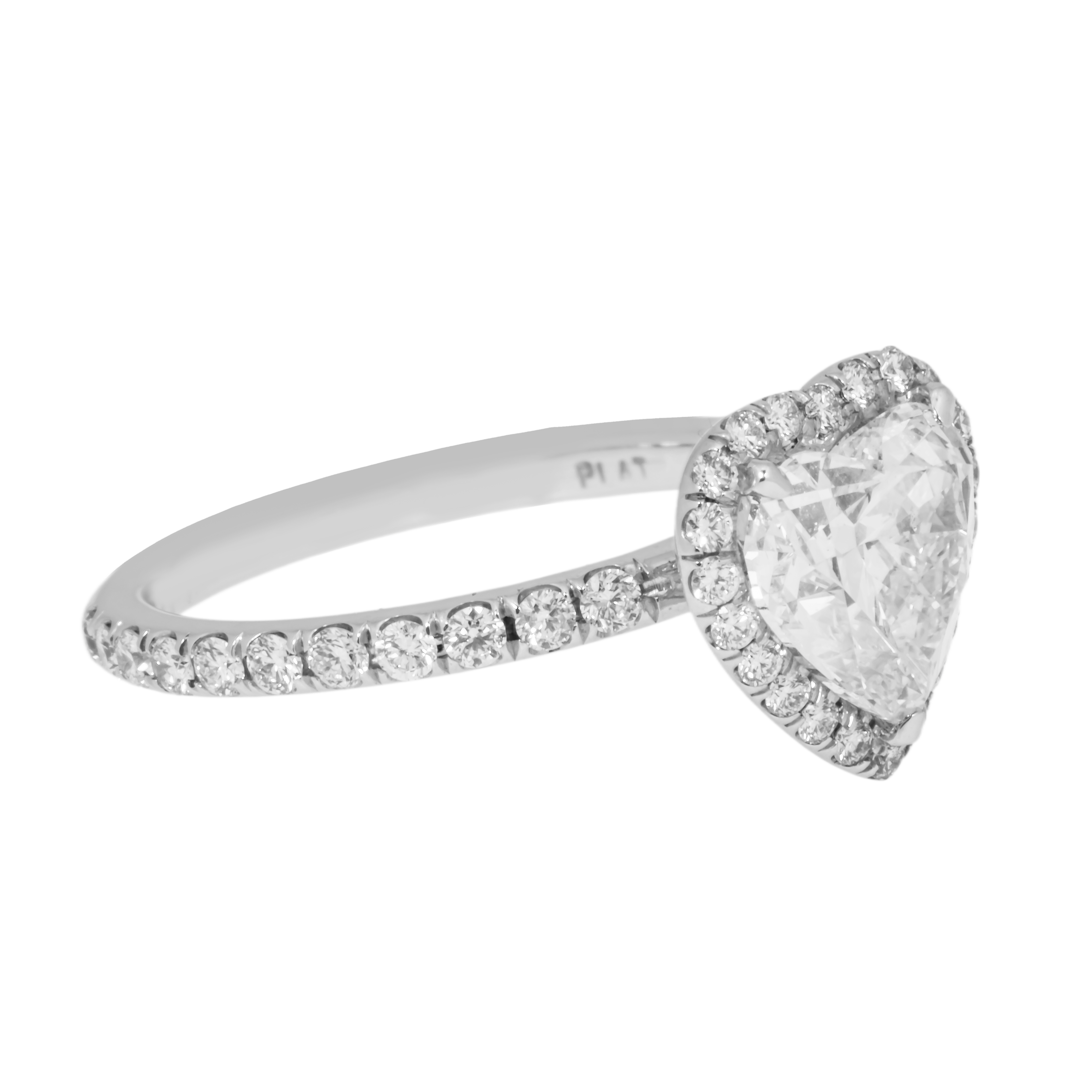 Gia Platinum 2.01Ct Heart Cut Diamond Engagement Ring 2.71Ctw Bridal
