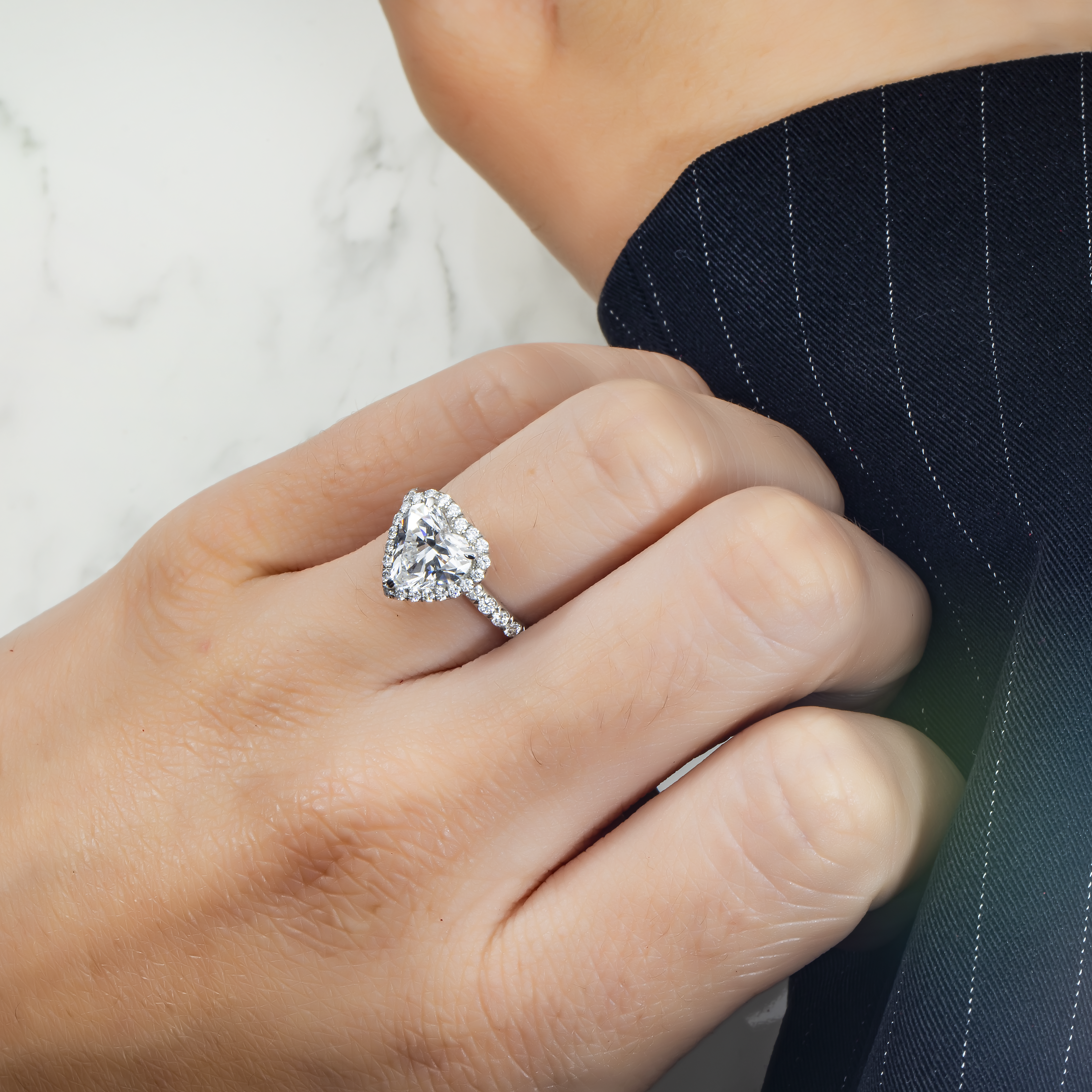 Gia Platinum 2.01Ct Heart Cut Diamond Engagement Ring 2.71Ctw Bridal