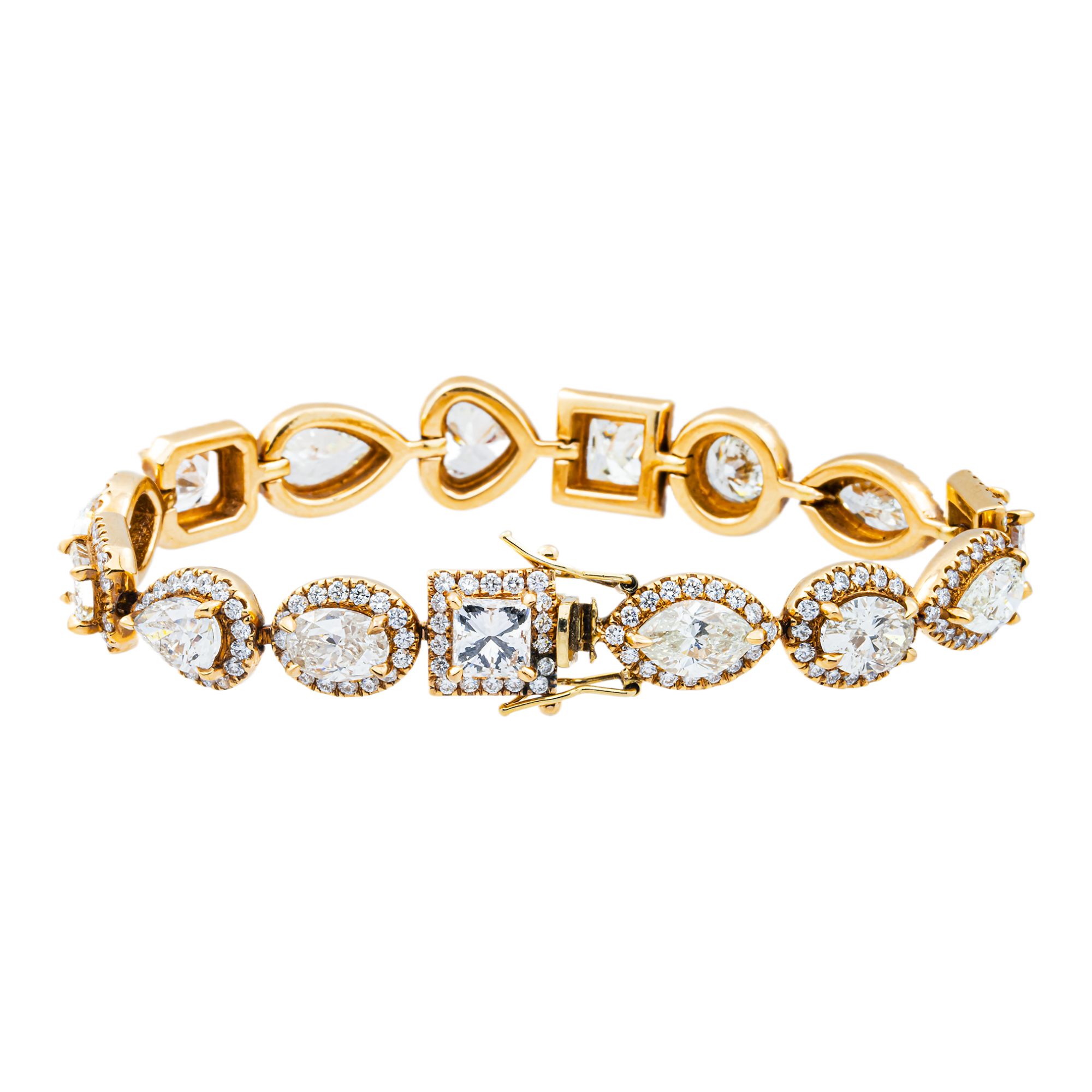 18K Yellow Gold Multi Cut Diamond Satellite Bracelet 28.0ct
