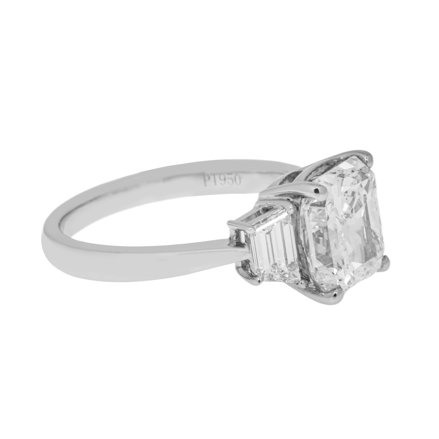 GIA Platinum 3.21ct Cushion Cut Diamond Engagement Ring 3.83ctw