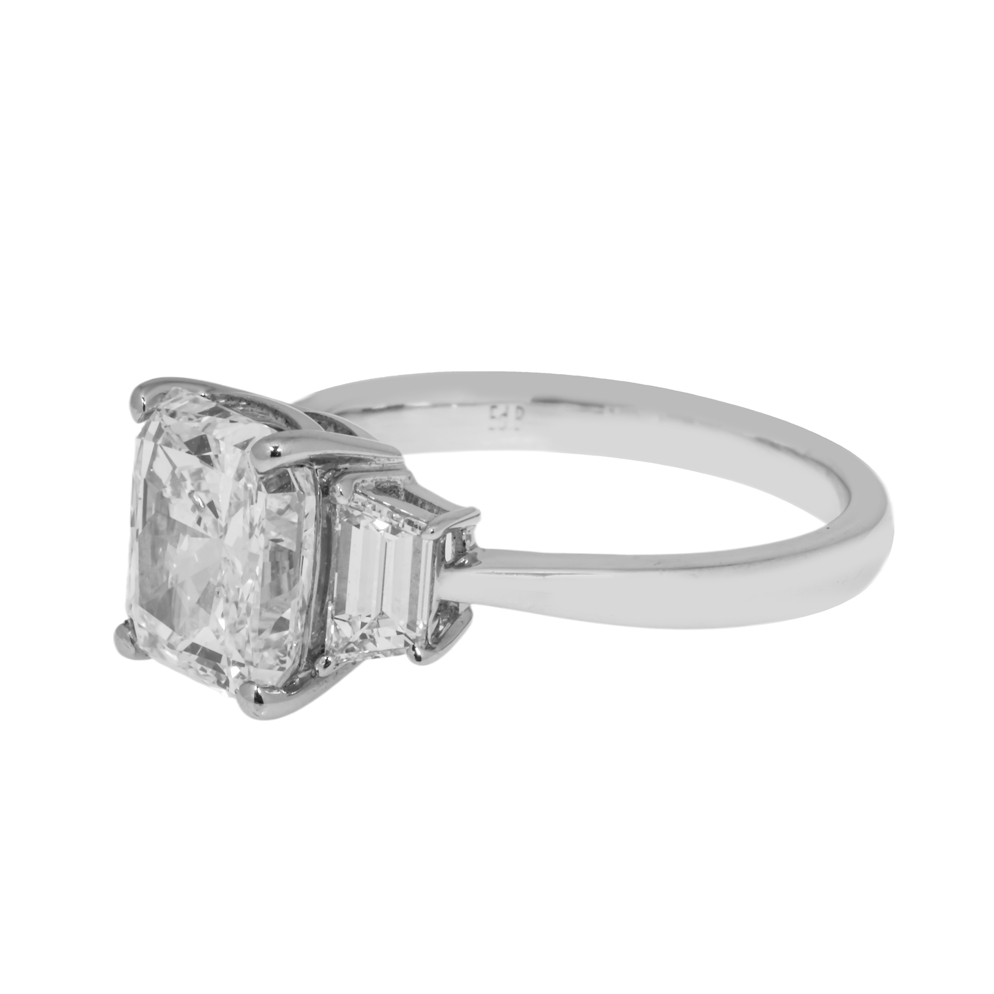 GIA Platinum 3.21ct Cushion Cut Diamond Engagement Ring 3.83ctw