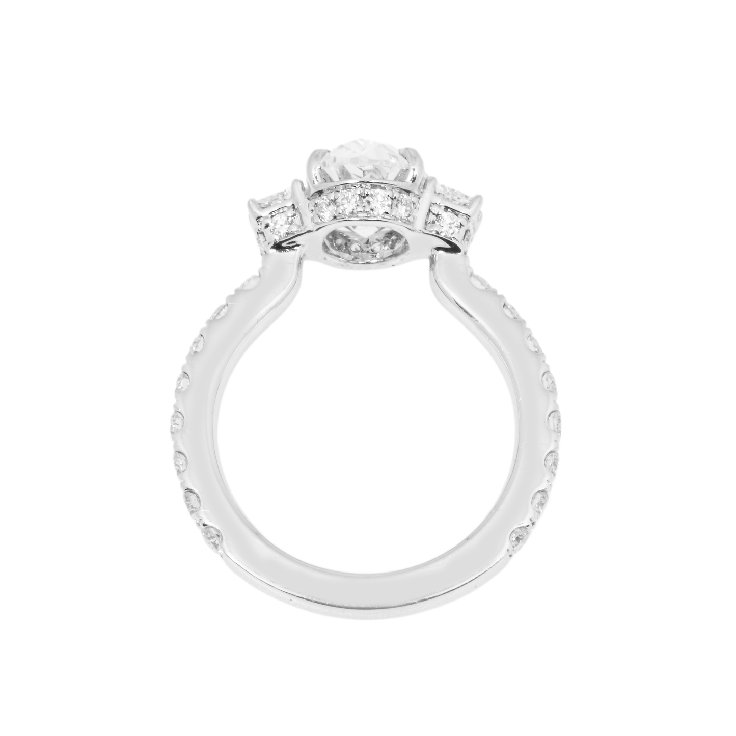 GIA 18K White Gold 3.03 Oval Cut Triple Diamond Engagement Ring 4.18ctw