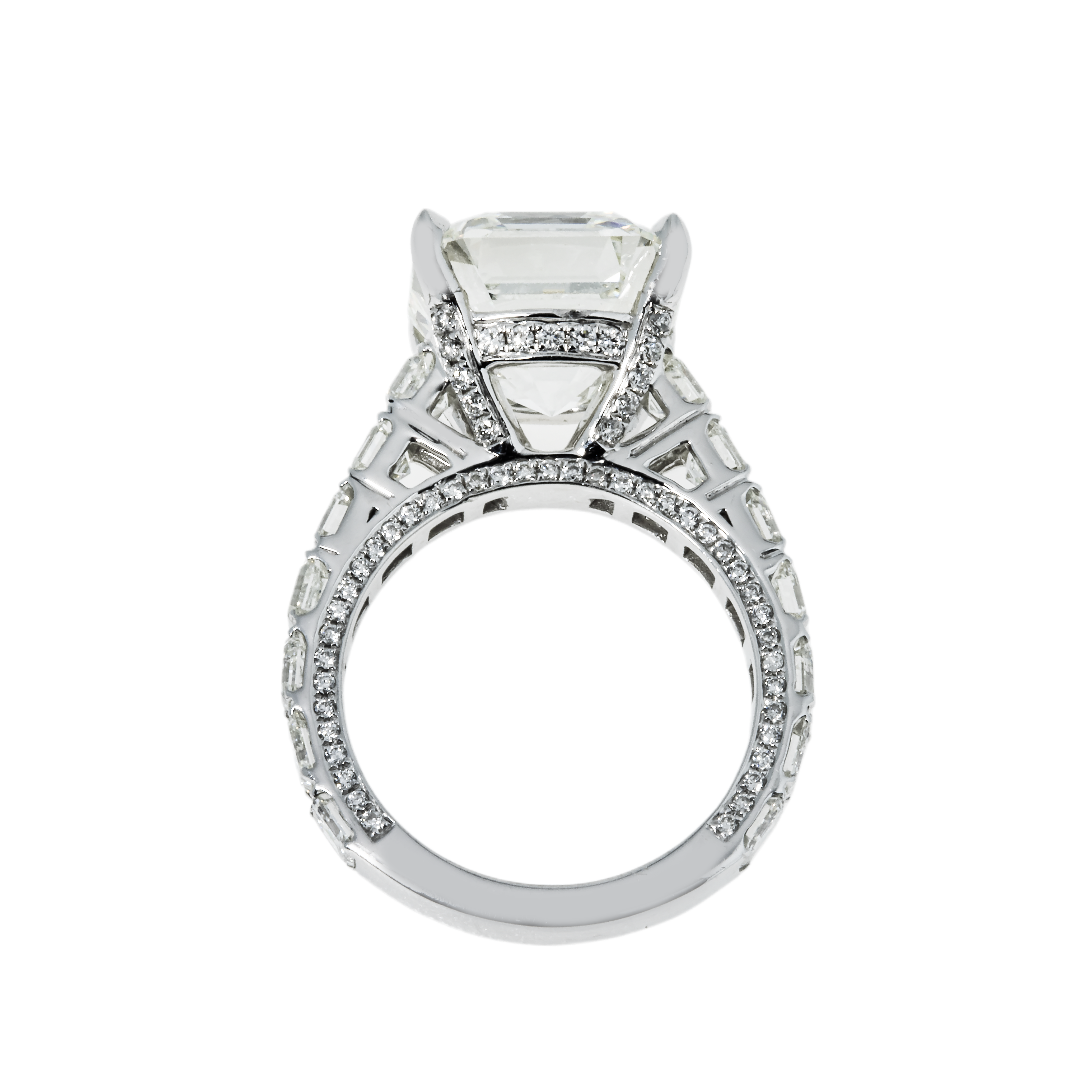 Gia 18K White Gold 8.61Ct Asscher Cut Diamond Engagement Ring 11.86Ctw Bridal