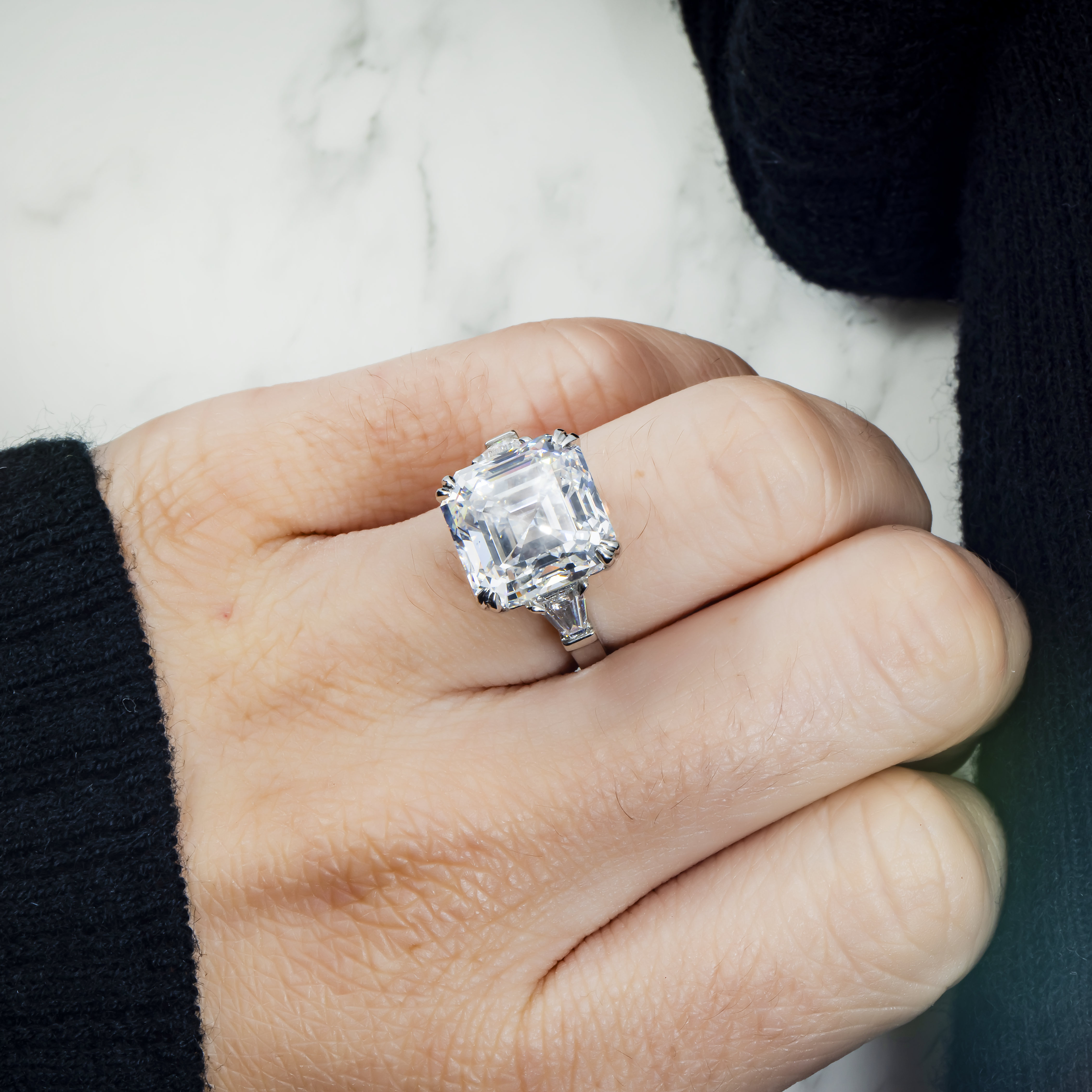 Gia Platinum 11.91Ct Asscher Cut Diamond Engagement Ring 12.69Ctw Bridal