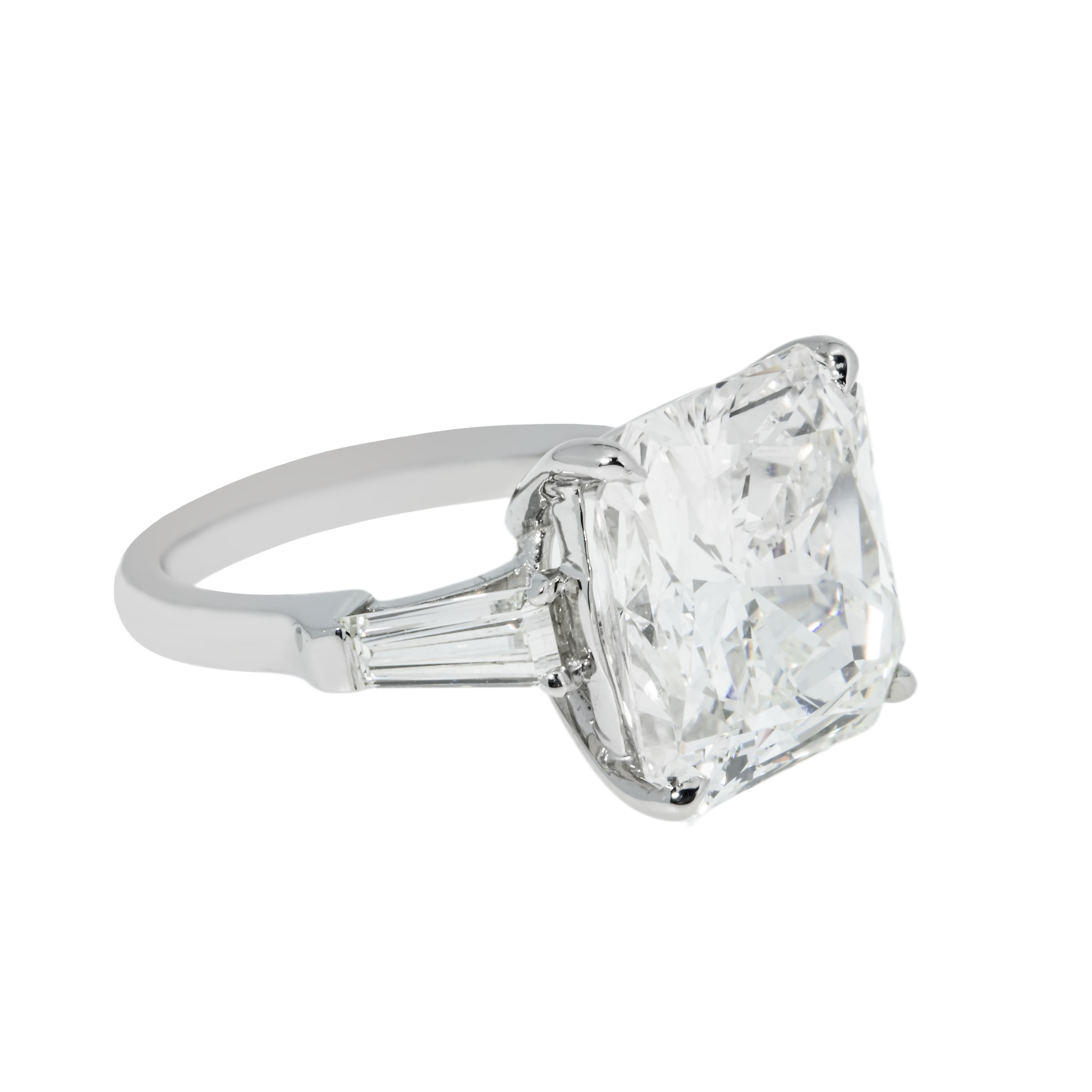 Gia Platinum 11Ct Radiant Cut Triple Diamond Engagement Ring 12.08Ctw Bridal
