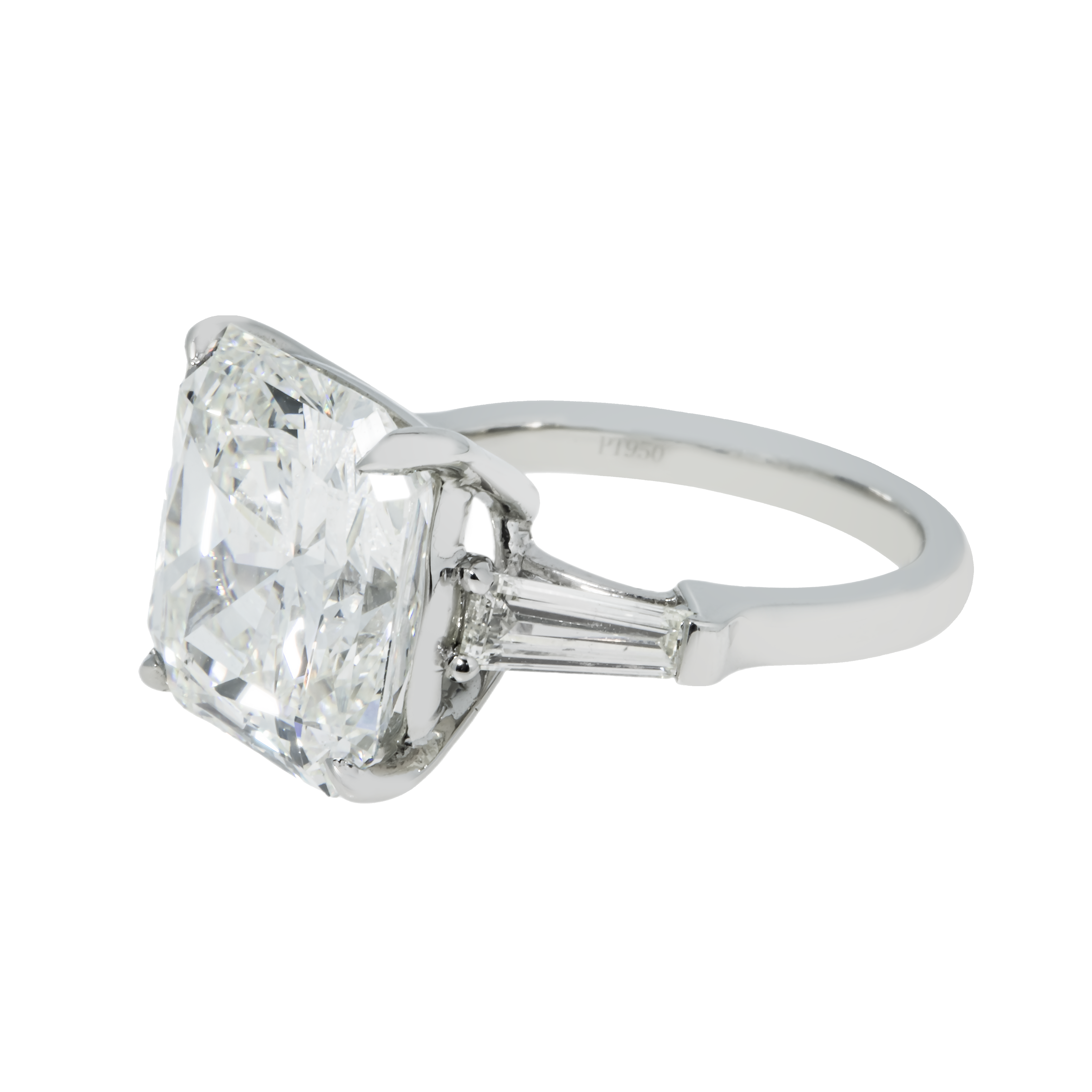 Gia Platinum 11Ct Radiant Cut Triple Diamond Engagement Ring 12.08Ctw Bridal