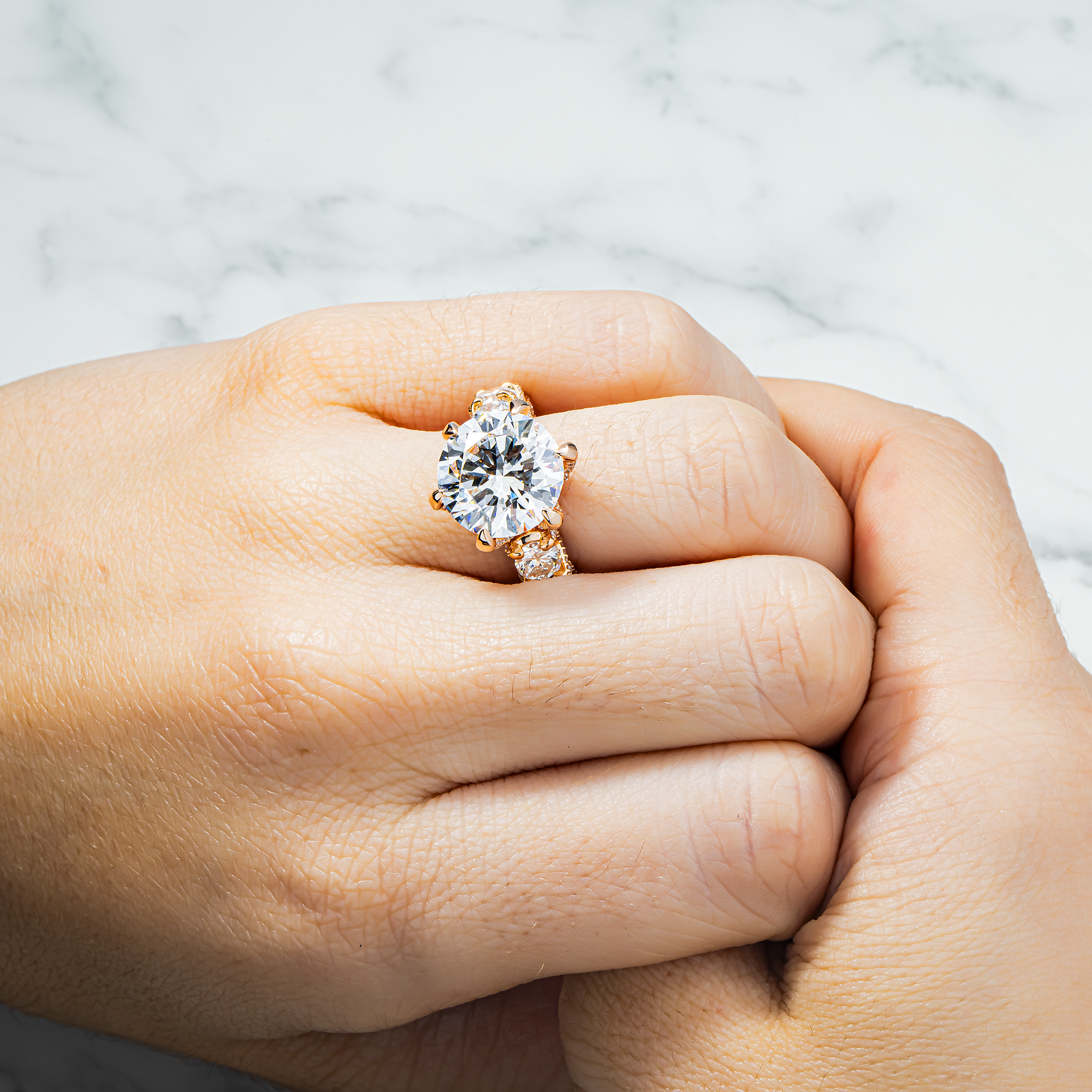 18K Rose Gold 7.13ct Round Diamond Engagement Ring 13.22ctw