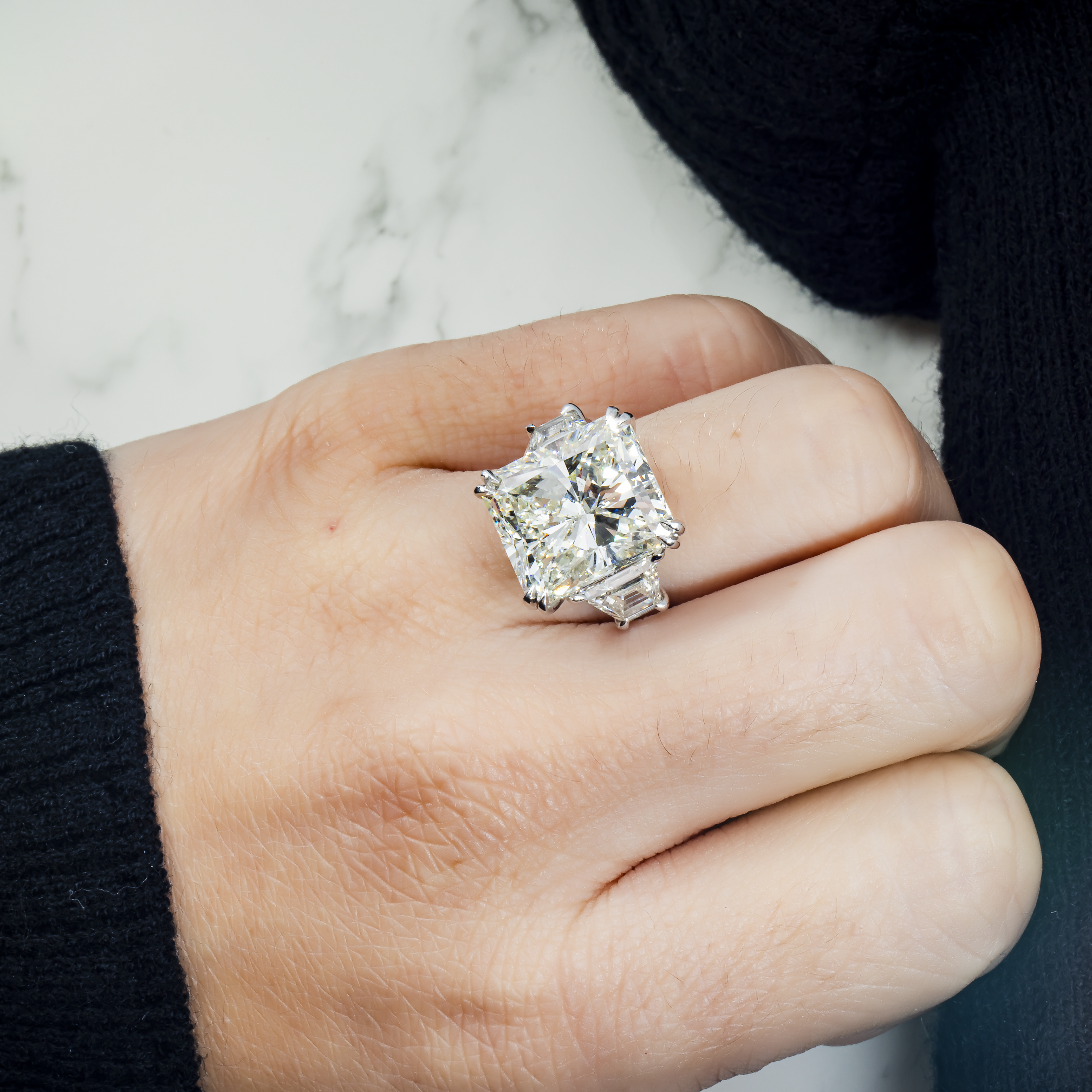 Gia Platinum 13.08Ct Radiant Cut Diamond Engagement Ring 14.46Ctw Bridal