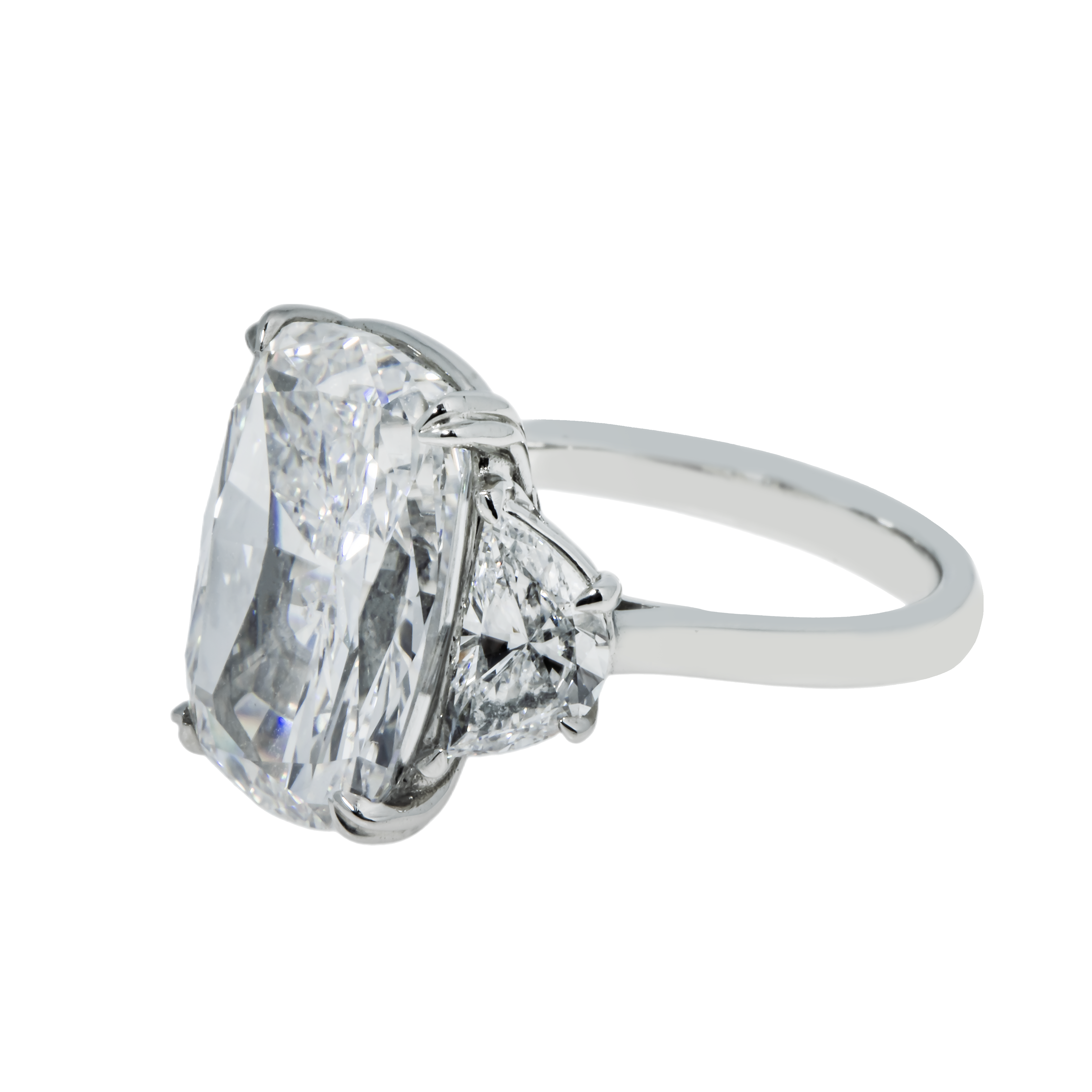 Gia 18K White Gold 10Ct Cushion Cut Triple Diamond Engagement Ring 11.62Ct Bridal