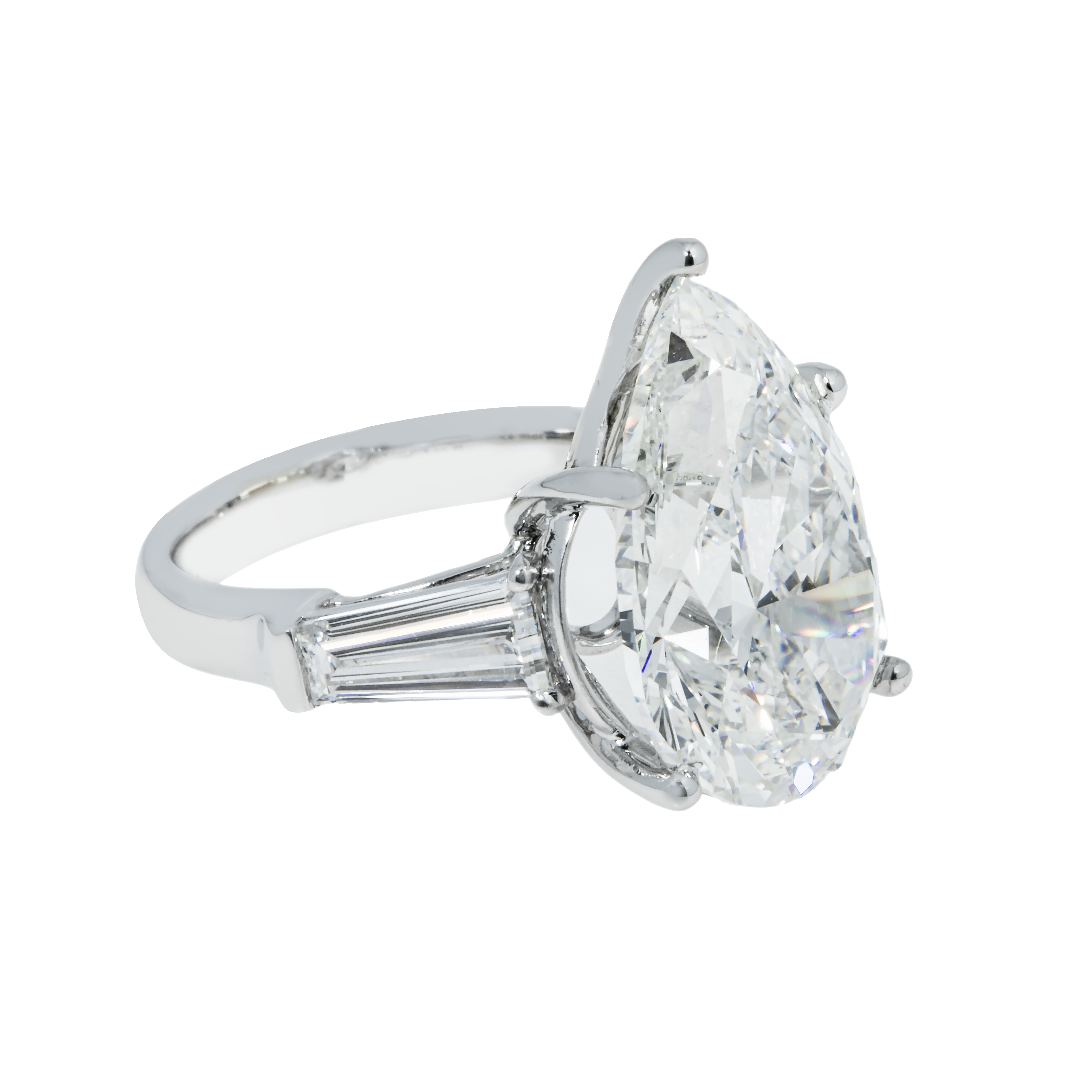 18K White Gold 10.80Ct Pear Cut Triple Diamond Engagement Ring 12.70Ctw Bridal