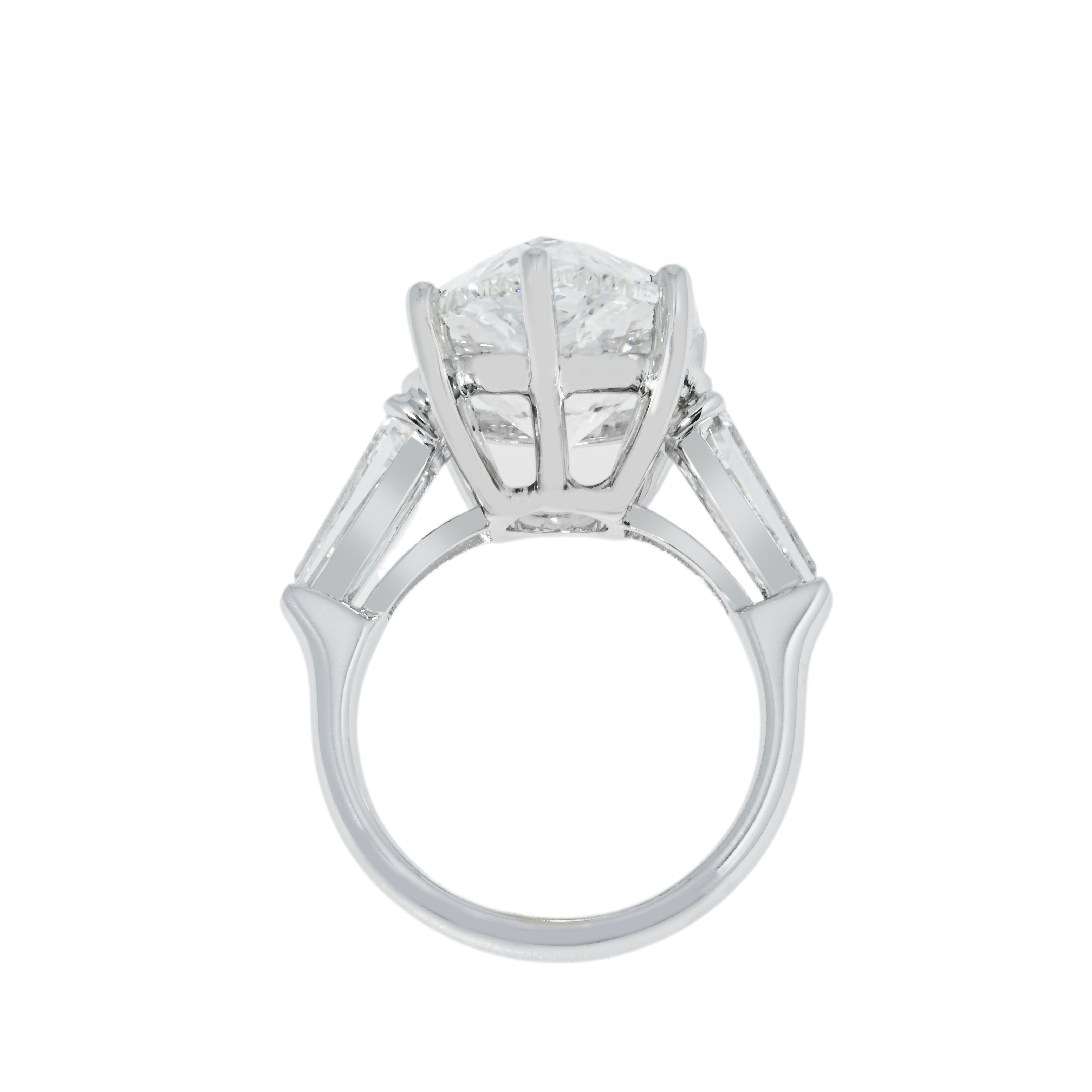 18K White Gold 10.80Ct Pear Cut Triple Diamond Engagement Ring 12.70Ctw Bridal