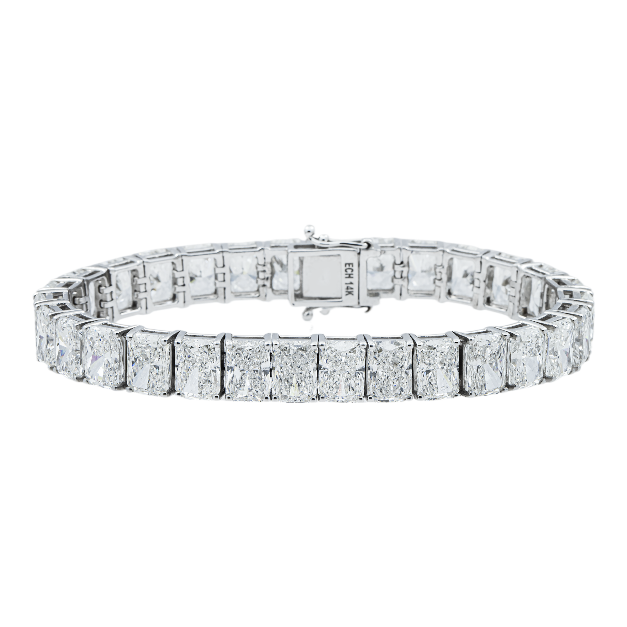 14K White Gold Radiant Cut Diamond Tennis Bracelet 46.24ct