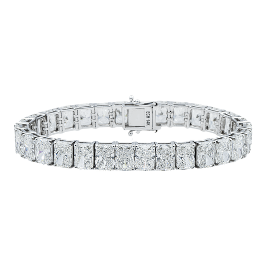 14K White Gold Radiant Cut Diamond Tennis Bracelet 46.24ct