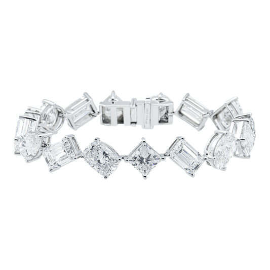 Platinum Multi Cut Diamond Satellite Bracelet 52.89ct