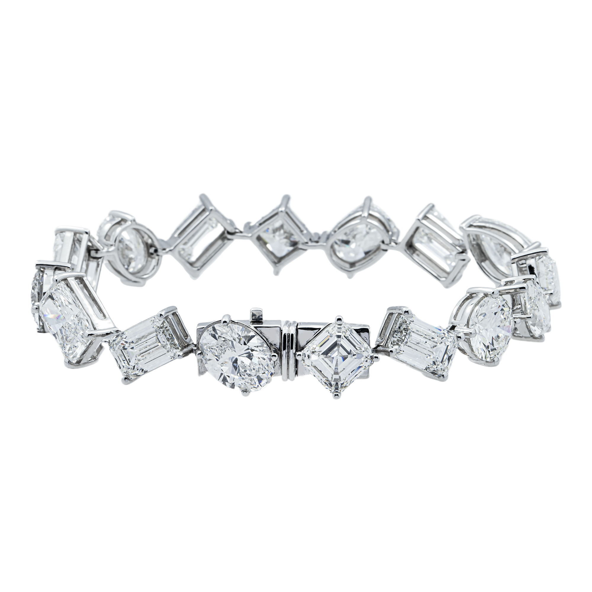 Platinum Multi Cut Diamond Satellite Bracelet 52.89ct