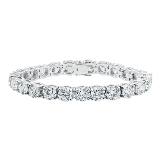 14K White Gold Round Diamond Tennis Bracelet 46.11ct