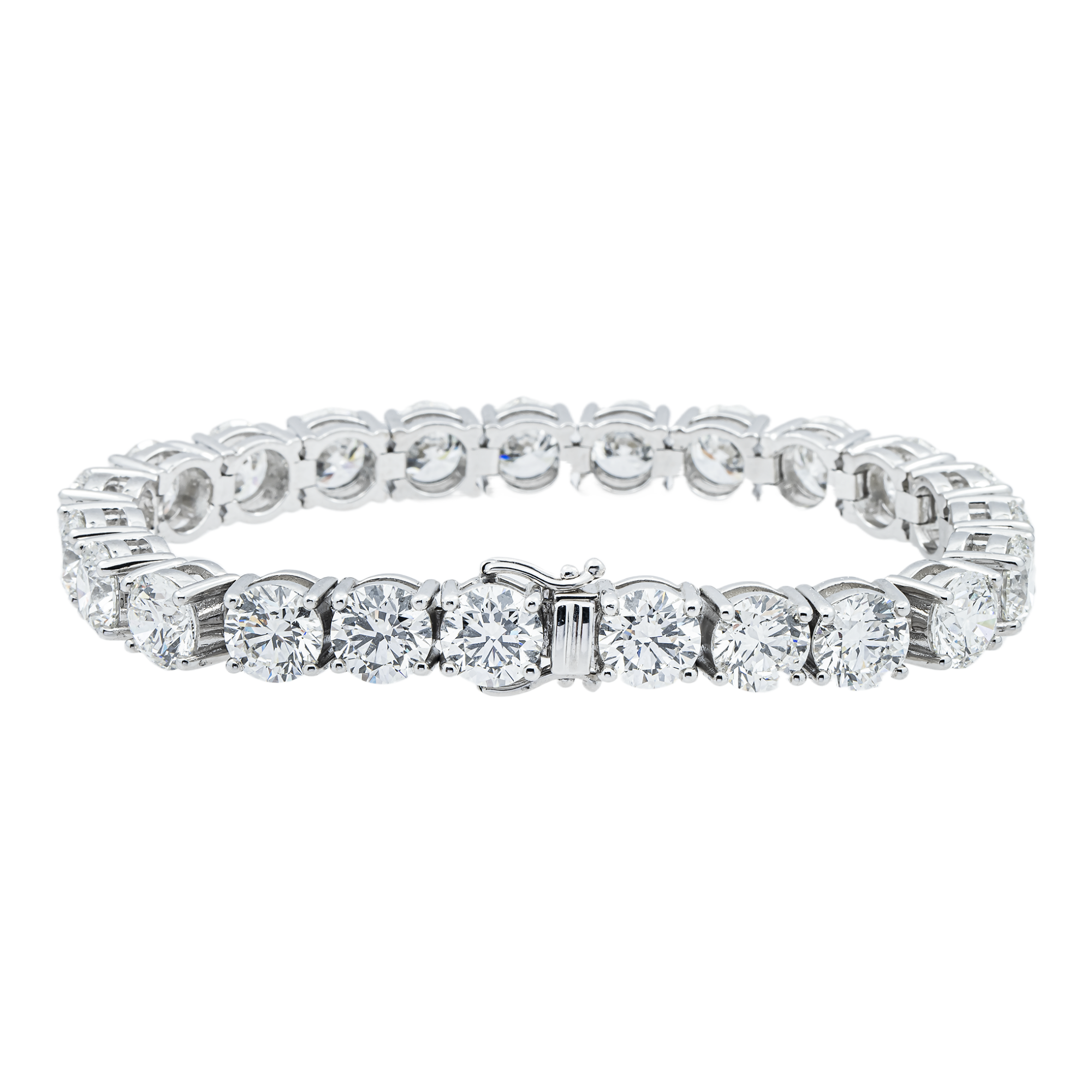 14K White Gold Round Diamond Tennis Bracelet 46.11ct