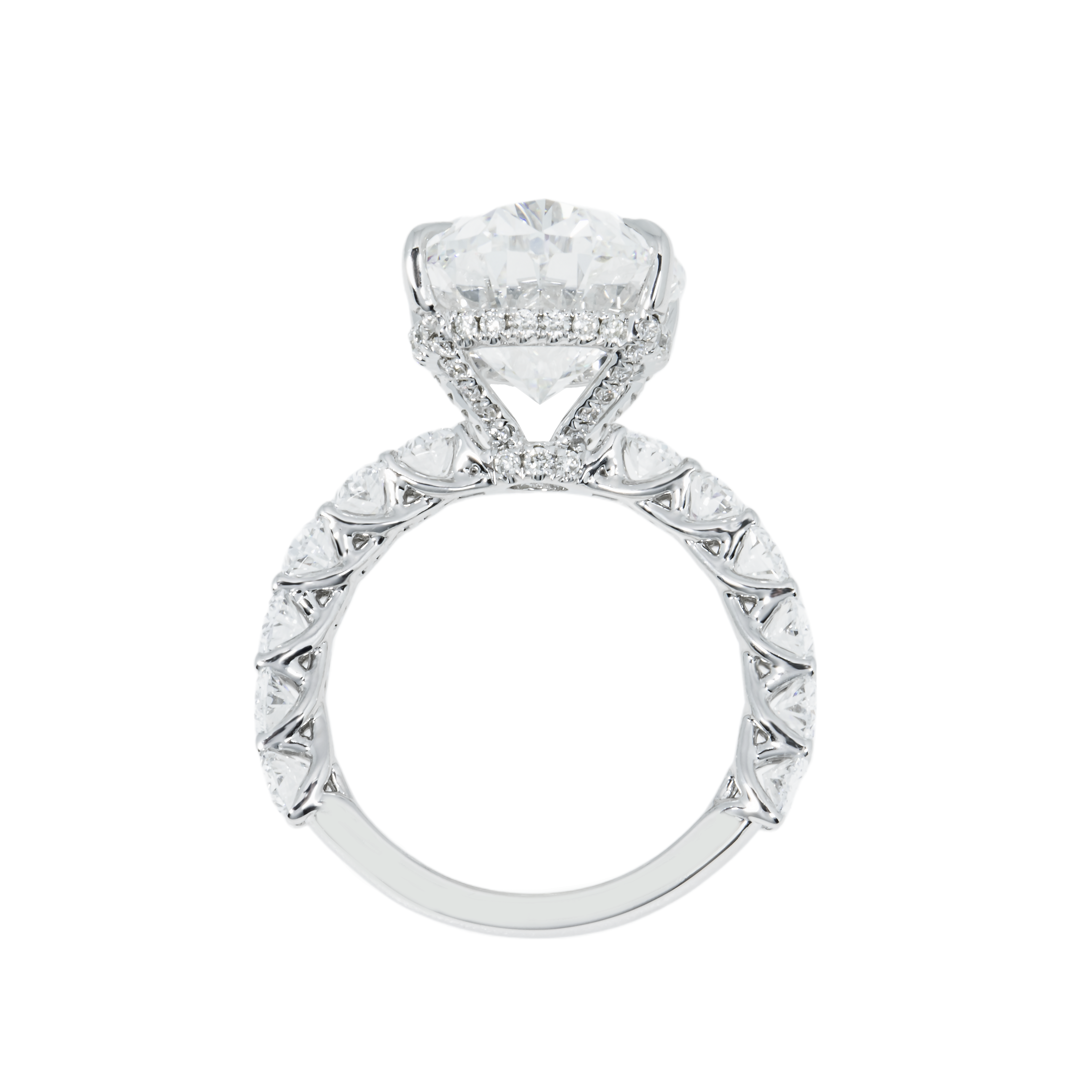 18K White Gold 10.36Ct Oval Cut Diamond Engagement Ring 13.06Ctw Bridal