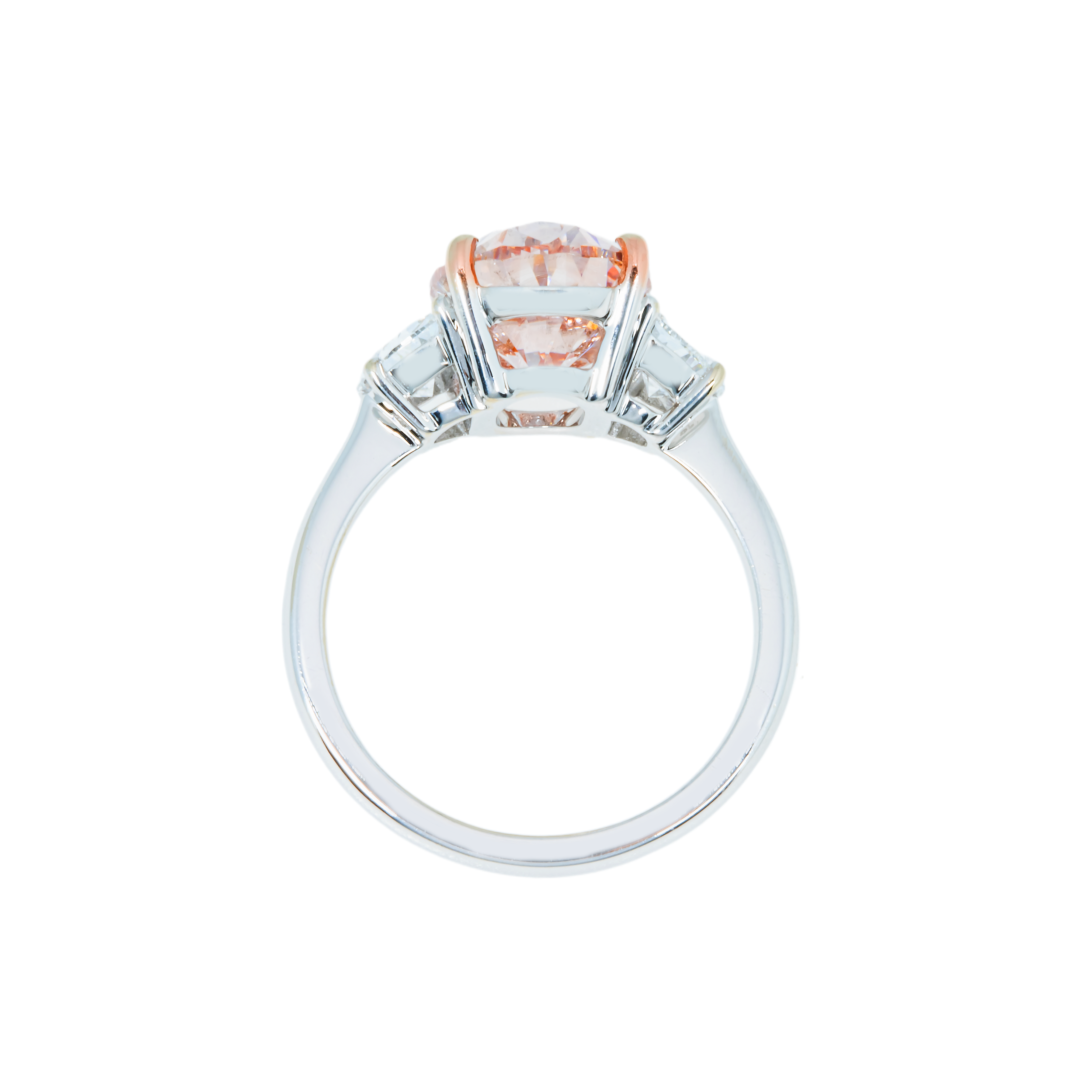 18K White Gold 4Ct Oval Cut Fancy Vivid Pink Diamond Ring 5.01Ctw Bridal