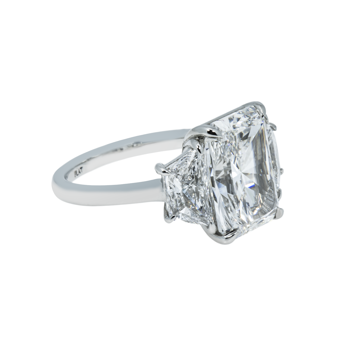 GIA Platinum 5.02ct Radiant Cut Triple Diamond Engagement Ring 6.77ctw