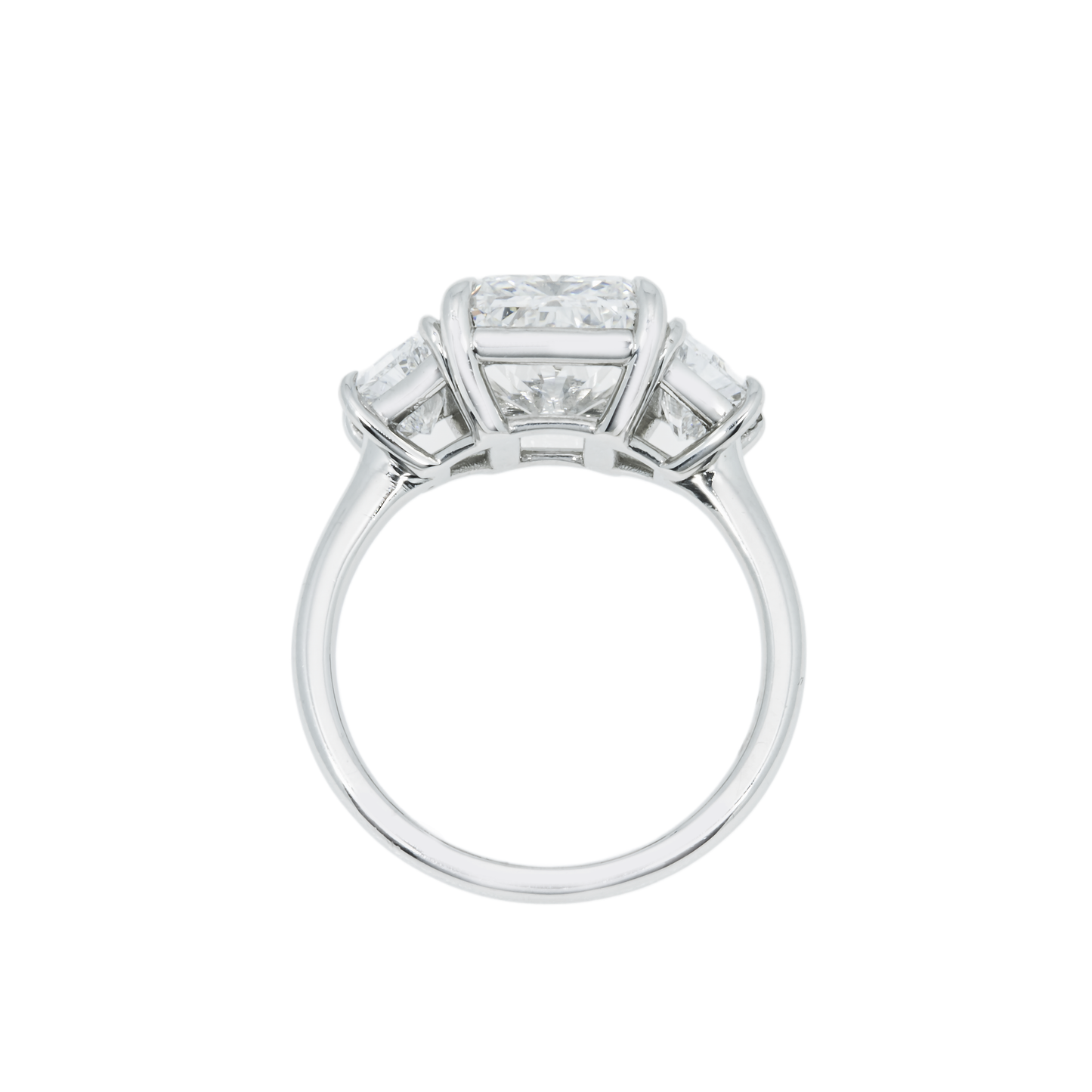 GIA Platinum 5.02ct Radiant Cut Triple Diamond Engagement Ring 6.77ctw