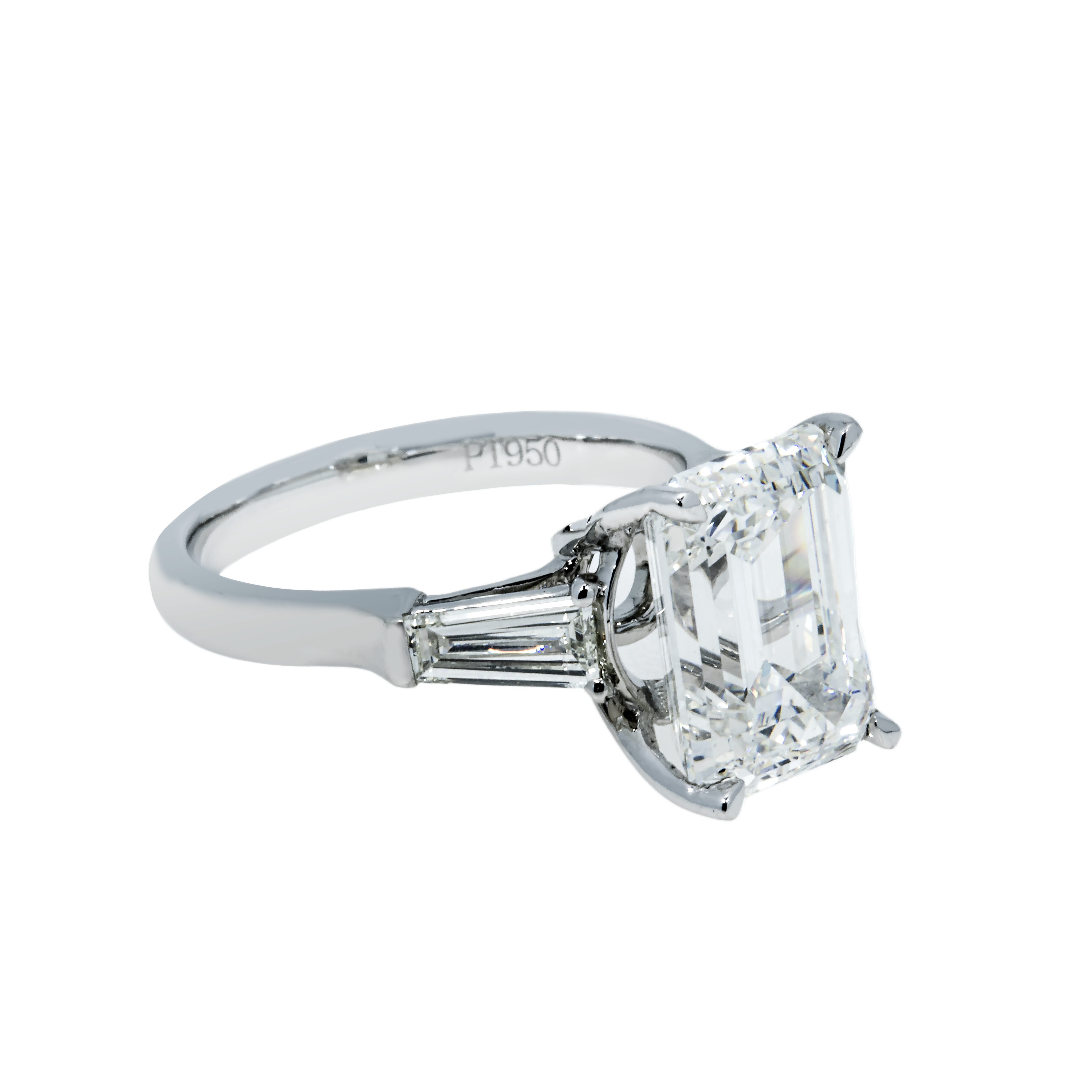 Gia Platinum 5.12 Emerald Cut Triple Diamond Engagement Ring 5.78Ctw Bridal
