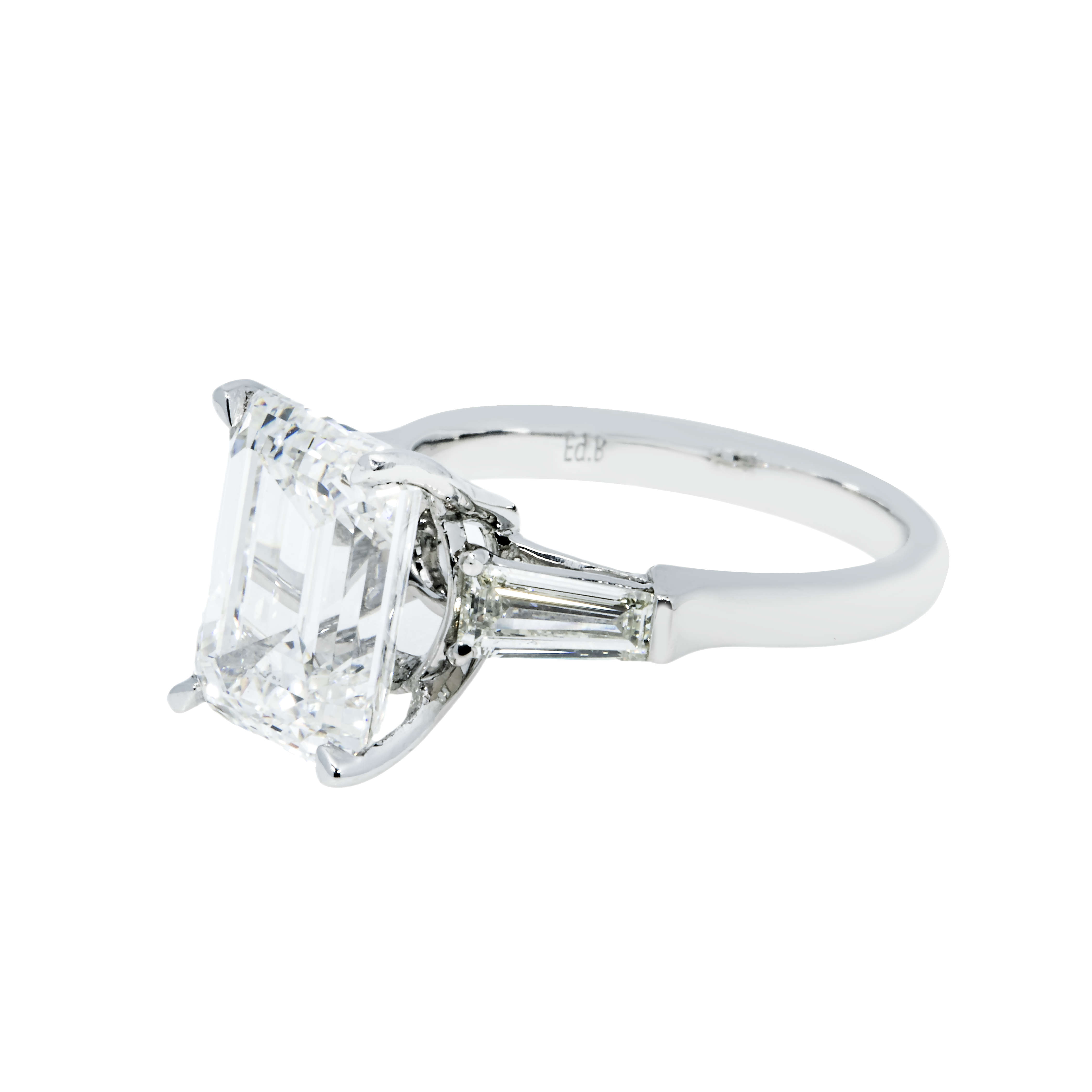 Gia Platinum 5.12 Emerald Cut Triple Diamond Engagement Ring 5.78Ctw Bridal