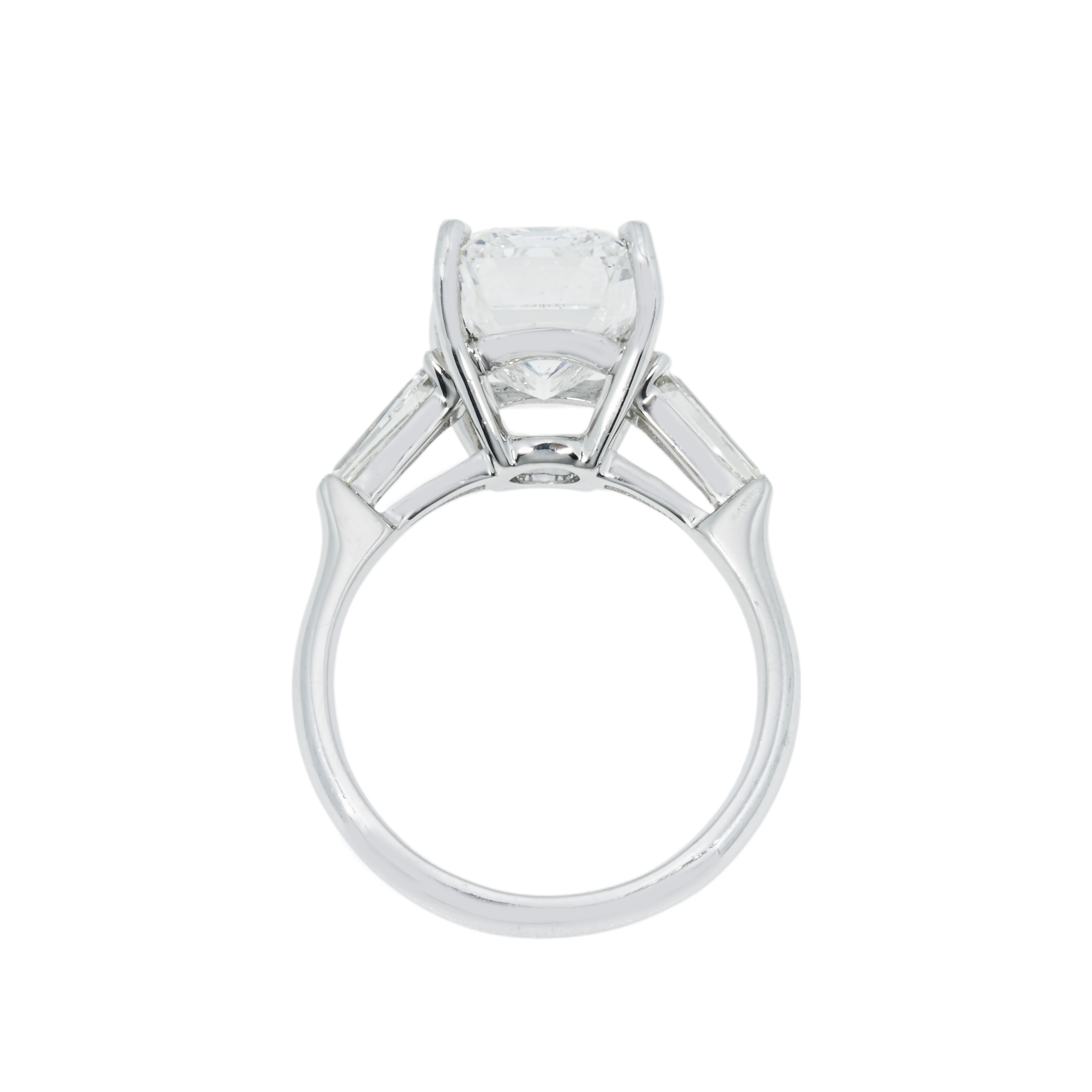Gia Platinum 5.12 Emerald Cut Triple Diamond Engagement Ring 5.78Ctw Bridal