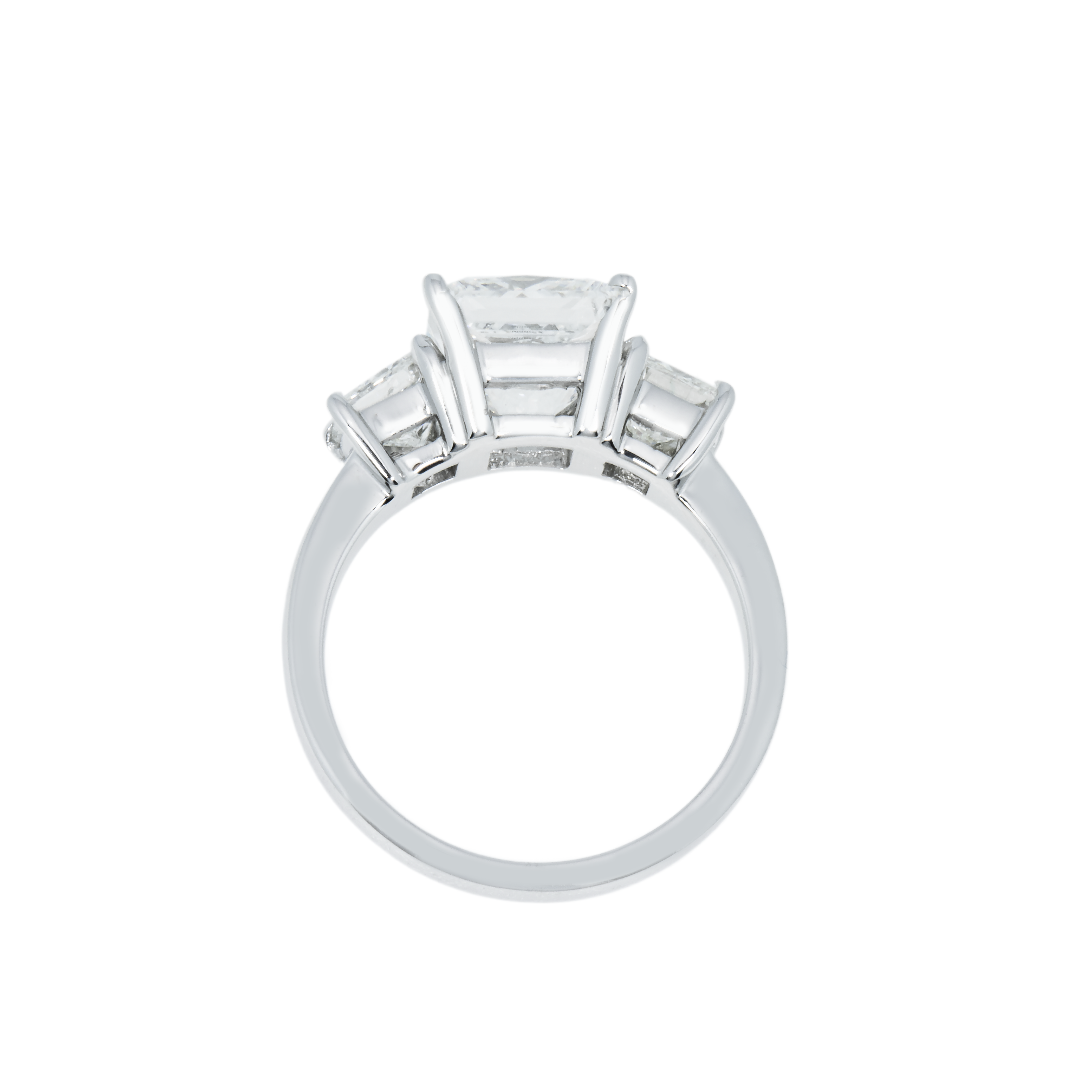 14K White Gold 3.10Ct Princess Cut Diamond Engagement Ring 4.17Ctw Bridal