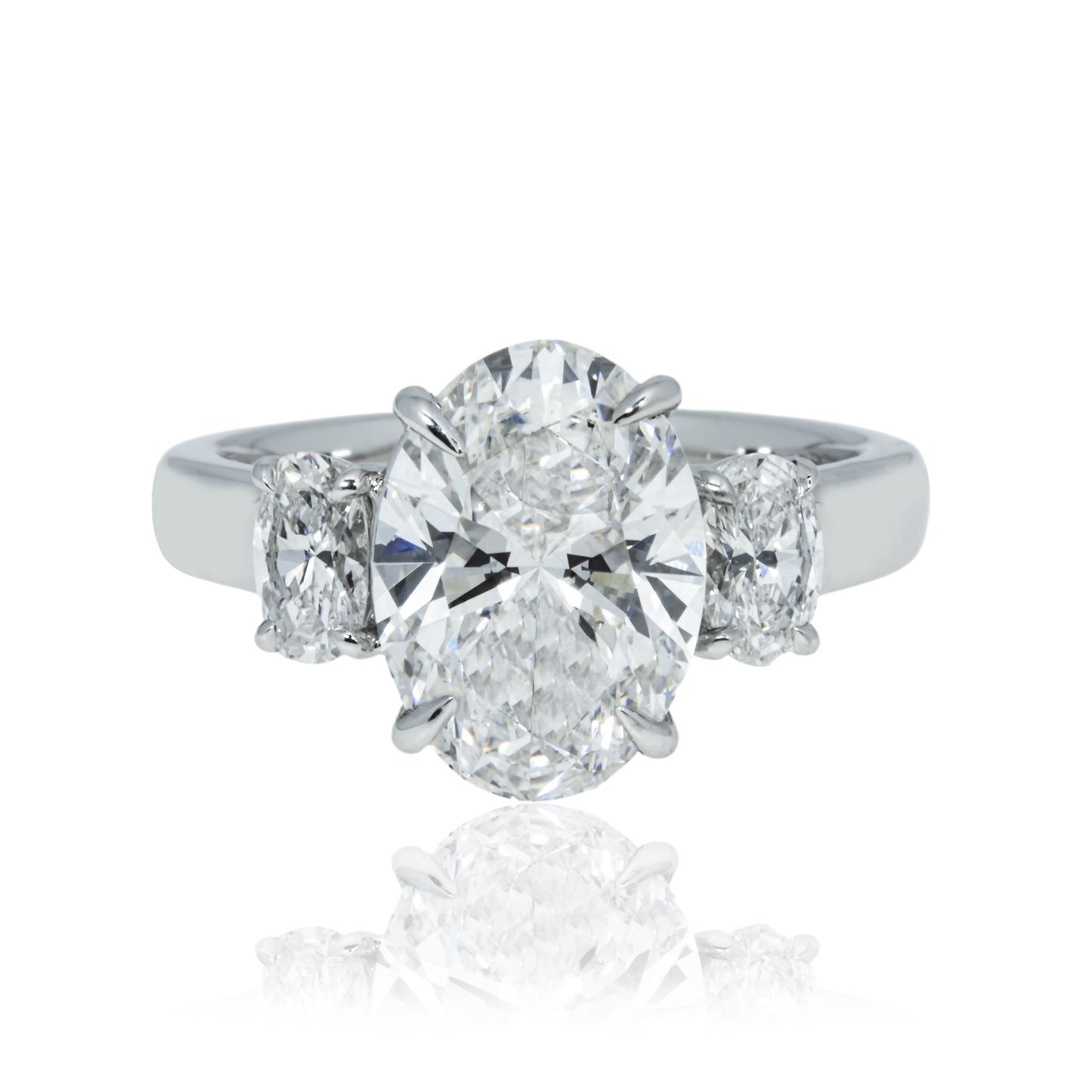 Platinum 3.33ct Triple Oval Cut Diamond Engagement Ring 4.03ctw