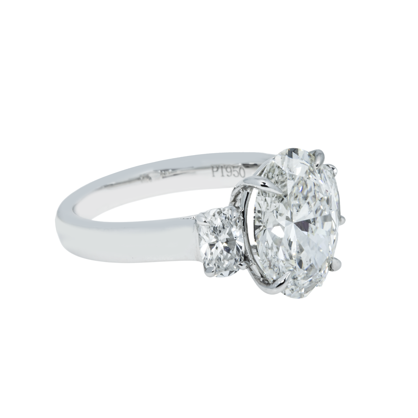 Platinum 3.33ct Triple Oval Cut Diamond Engagement Ring 4.03ctw