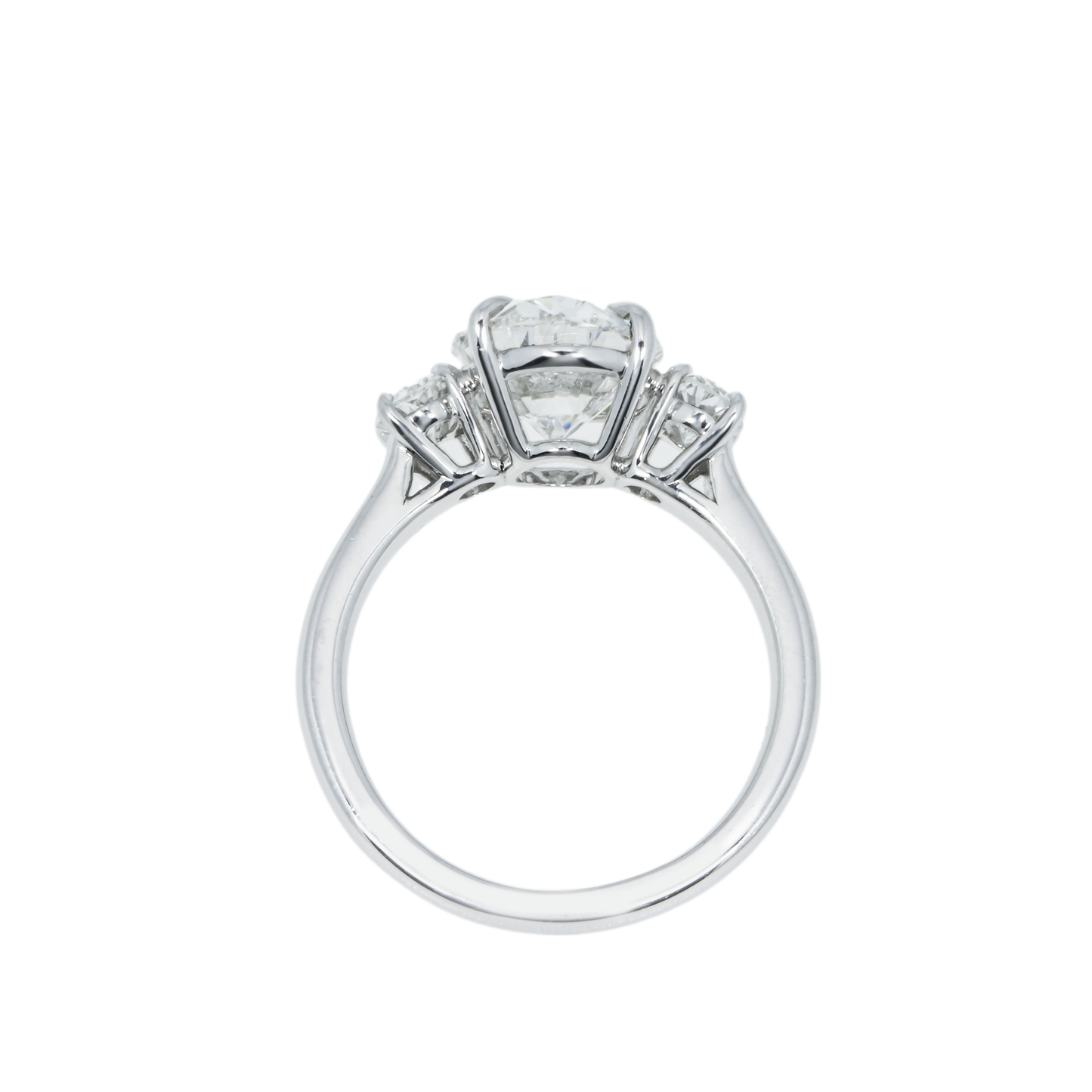 Platinum 3.33ct Triple Oval Cut Diamond Engagement Ring 4.03ctw