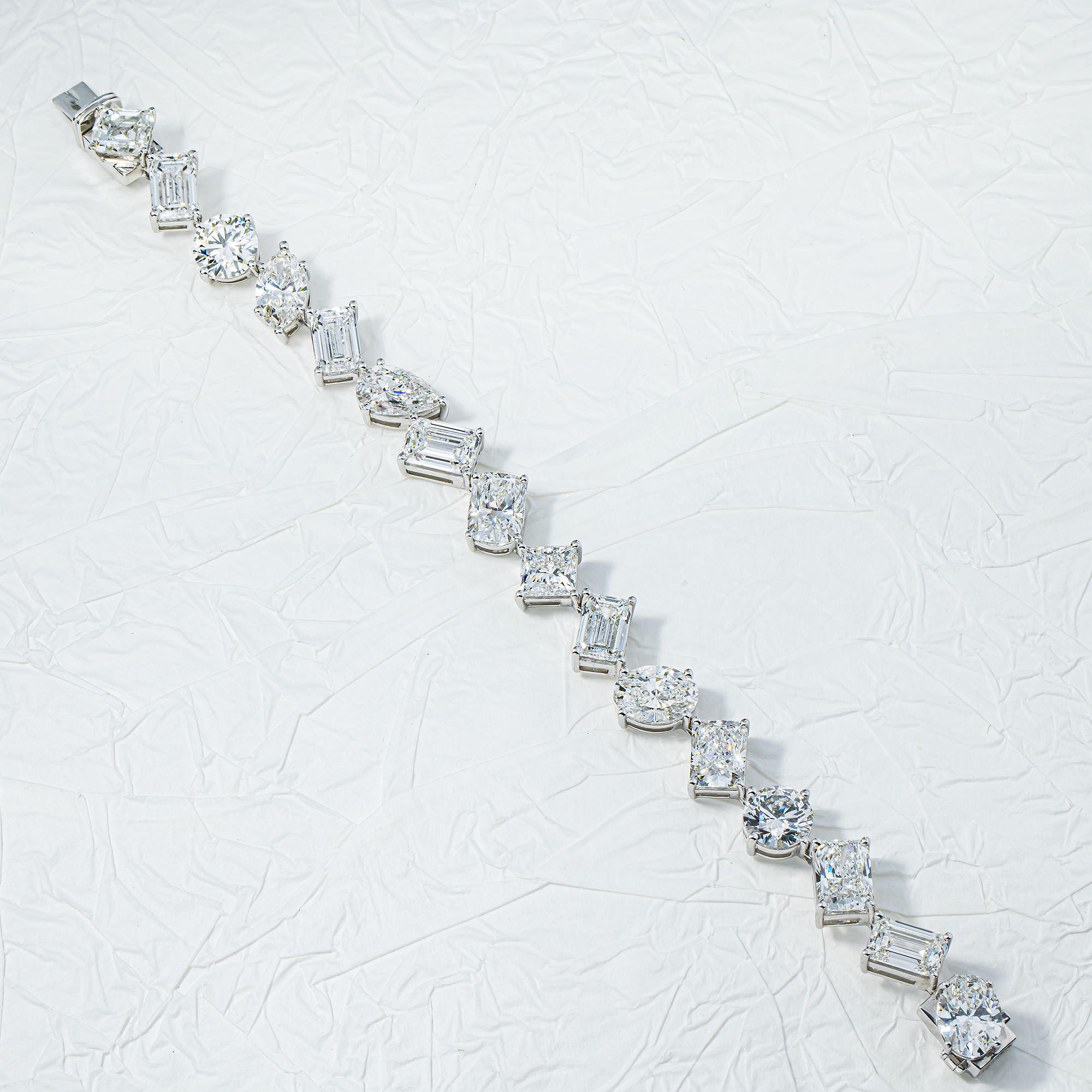 Platinum Multi Cut Diamond Satellite Bracelet 52.89ct
