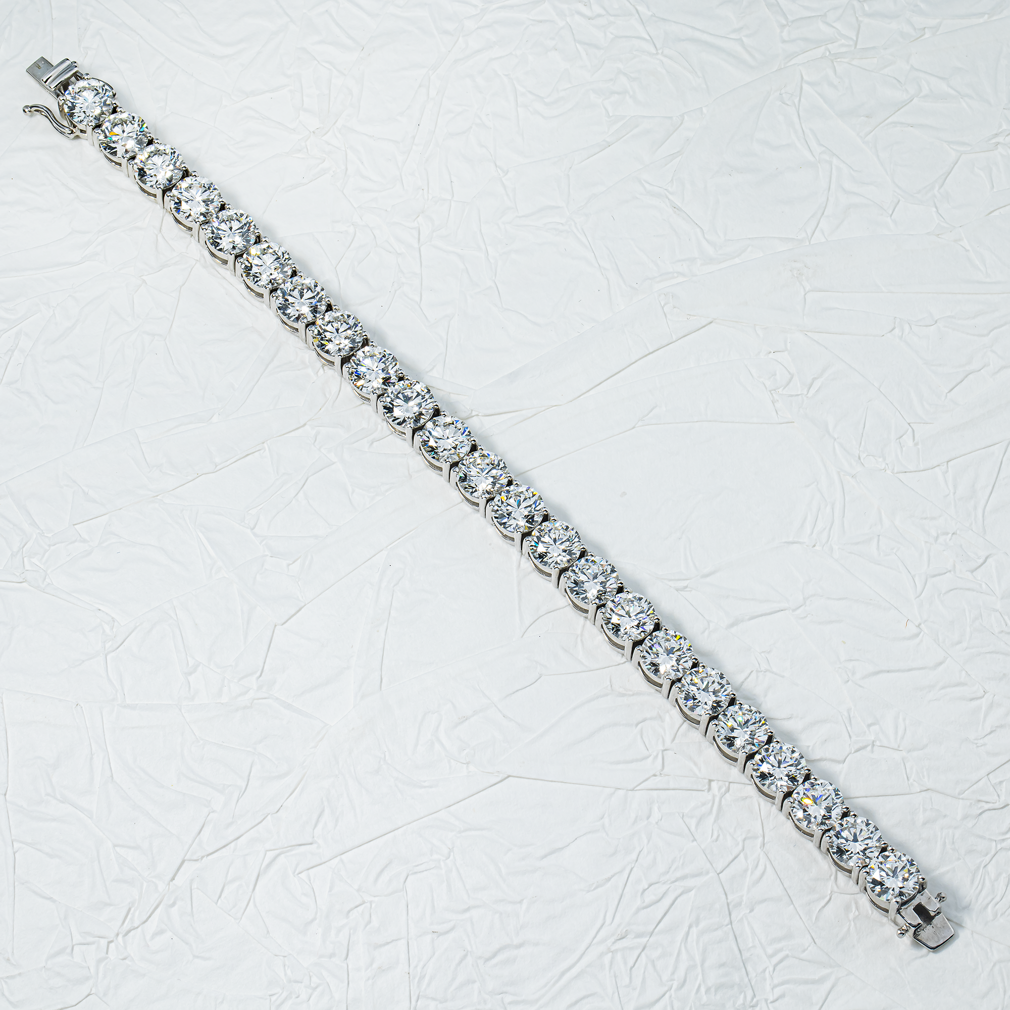 14K White Gold Round Diamond Tennis Bracelet 46.11ct