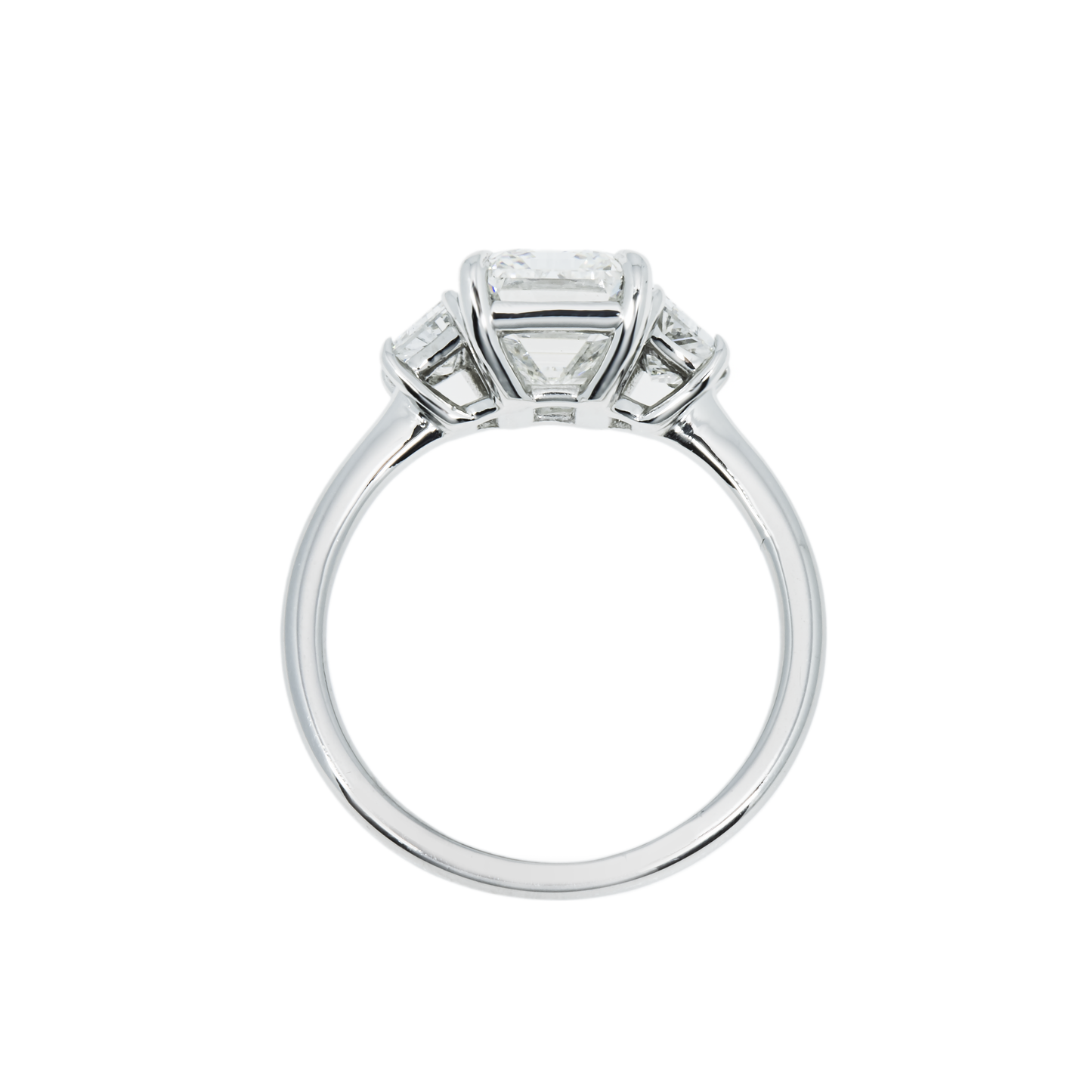 GIA Platinum 3.03ct Emerald Cut Triple Diamond Engagement Ring 3.75ctw