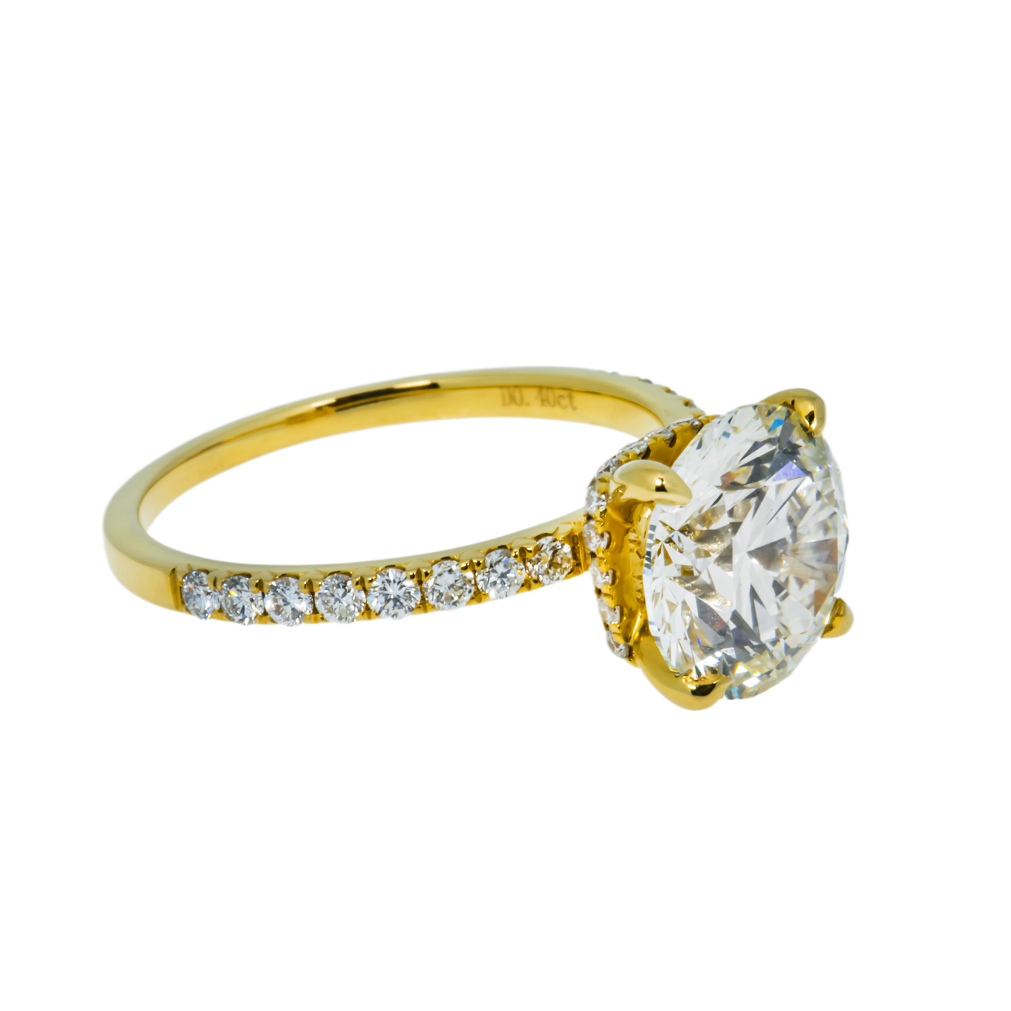 18K Yellow Gold 3.17Ct Round Cut Diamond Engagement Ring 3.57Ctw Bridal