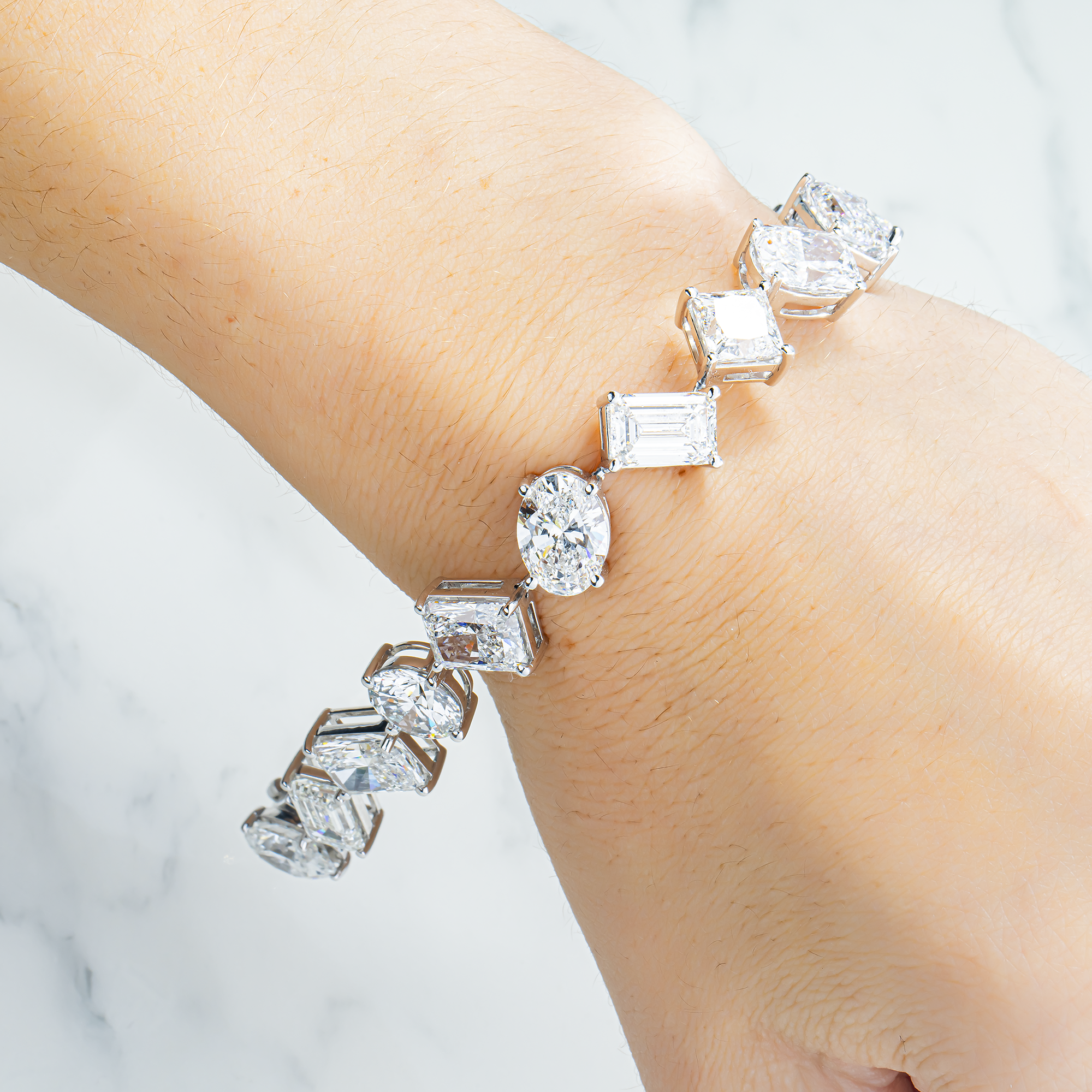 Platinum Multi Cut Diamond Satellite Bracelet 52.89ct