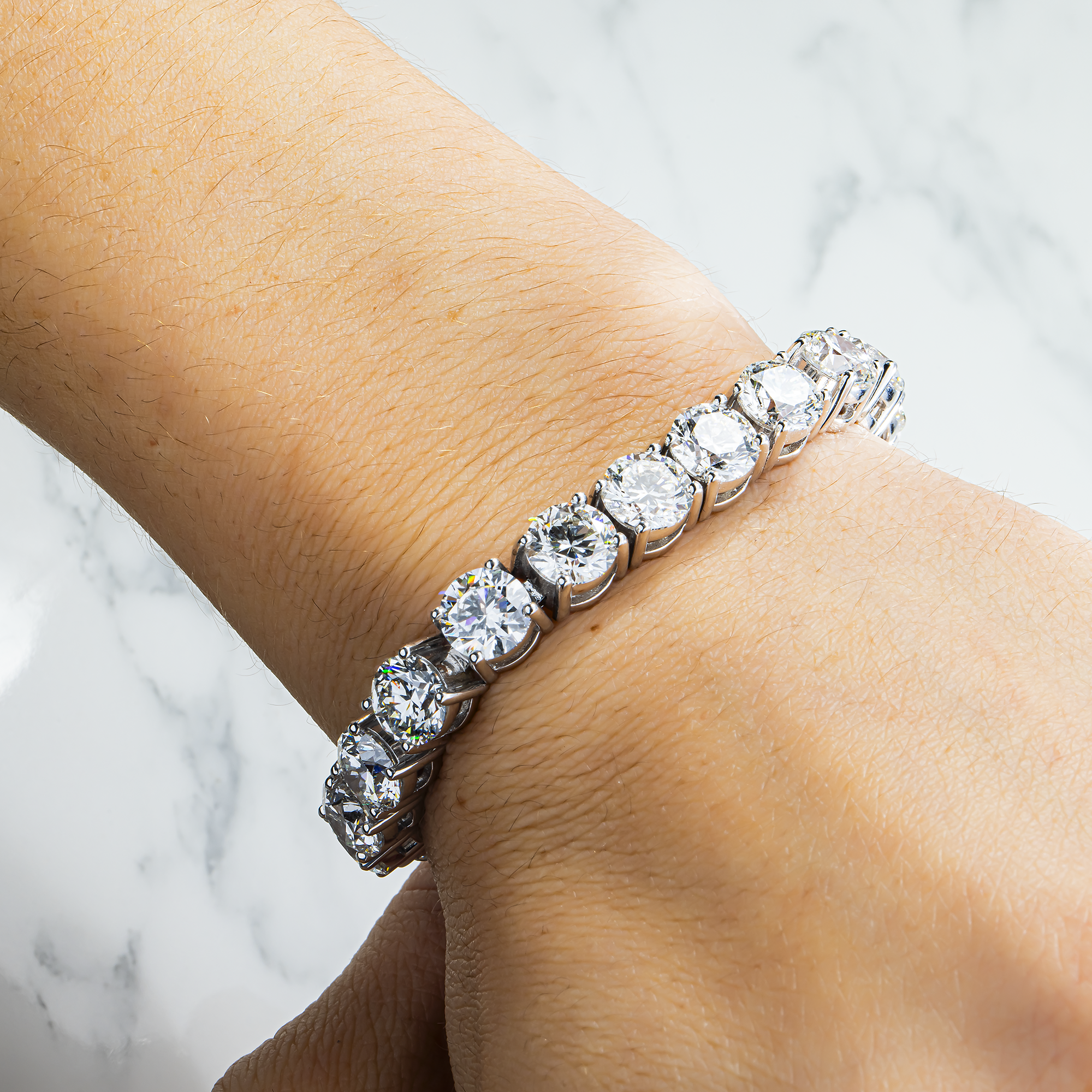 14K White Gold Round Diamond Tennis Bracelet 46.11ct