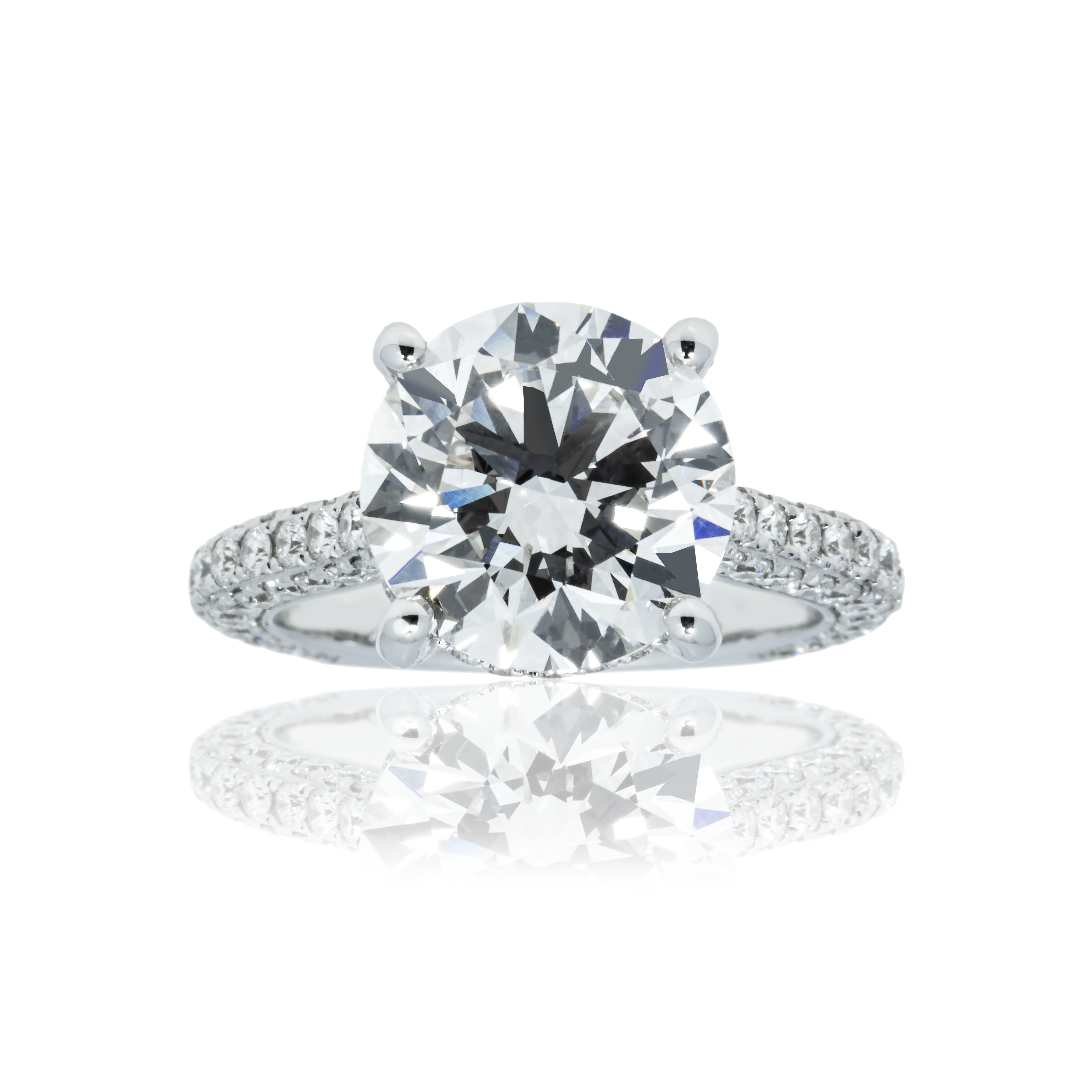 18K White Gold 5.22Ct Round Cut Diamond Engagement Ring 7.0Ctw Bridal