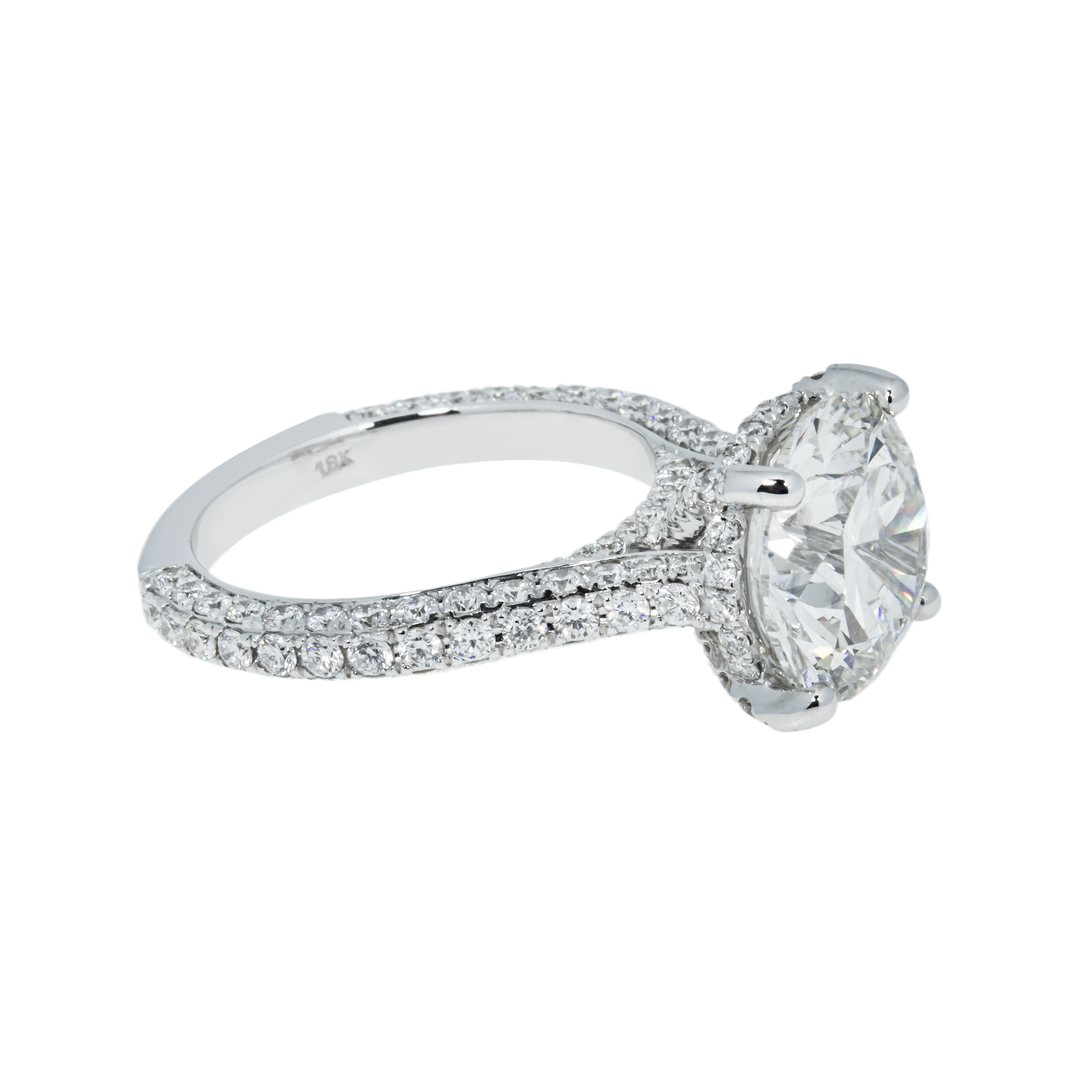 18K White Gold 5.22Ct Round Cut Diamond Engagement Ring 7.0Ctw Bridal