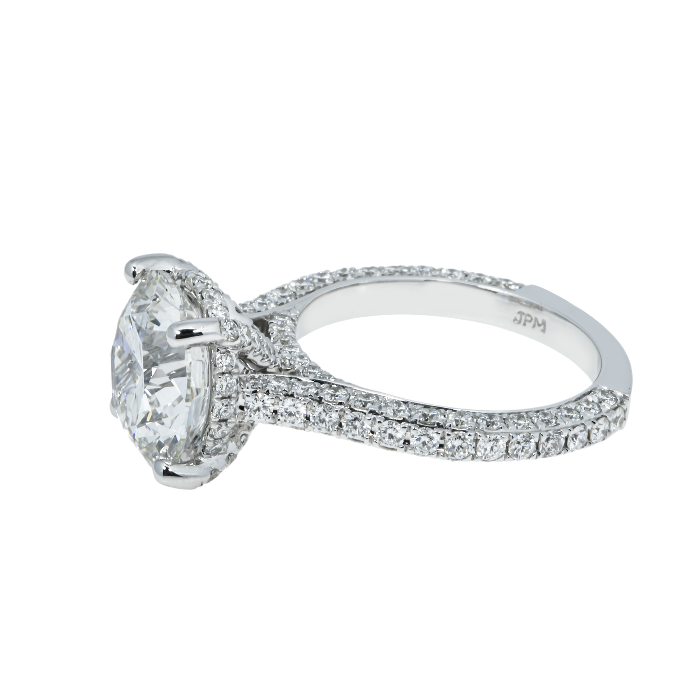 18K White Gold 5.22ct Round Cut Diamond Engagement Ring 7.0ctw