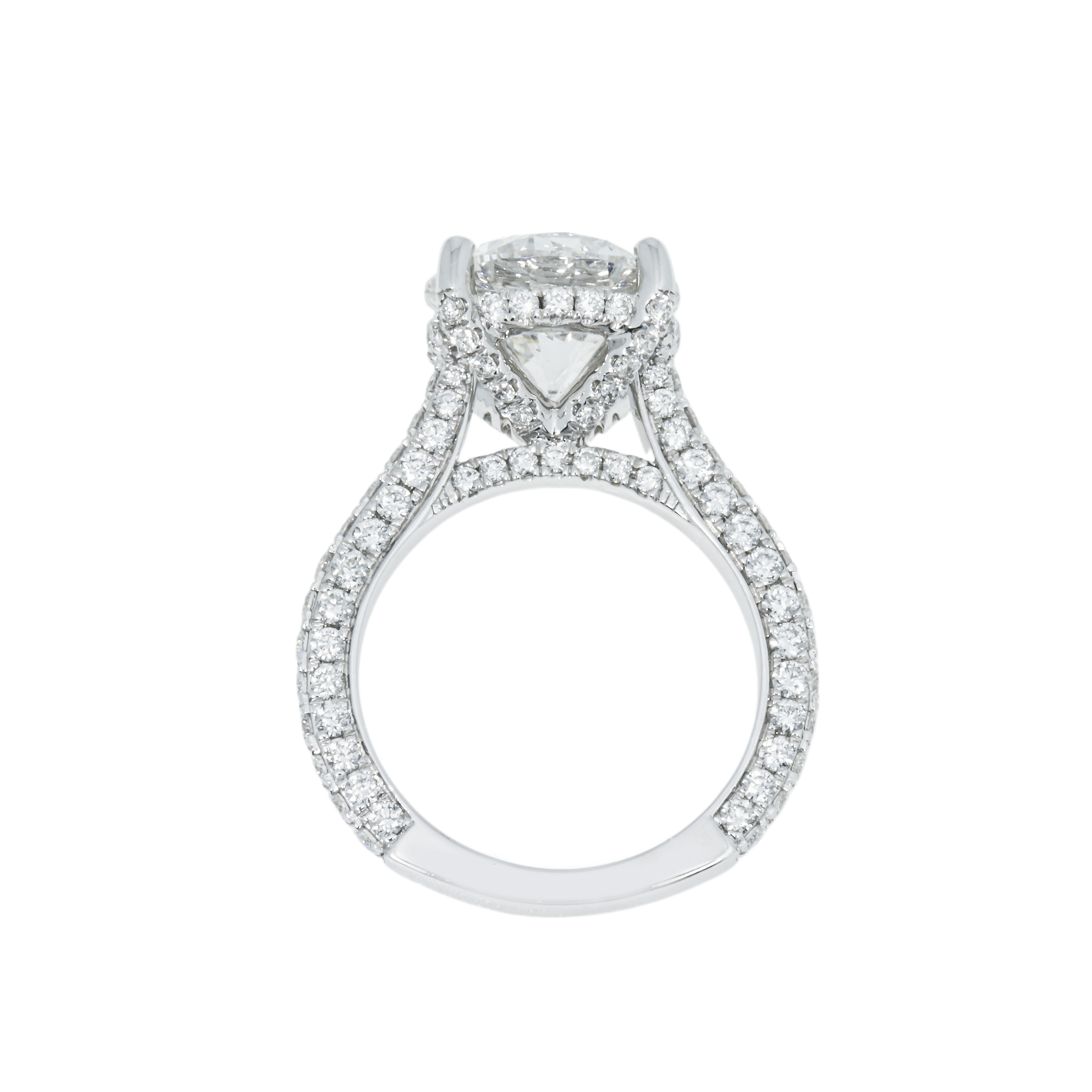 18K White Gold 5.22Ct Round Cut Diamond Engagement Ring 7.0Ctw Bridal